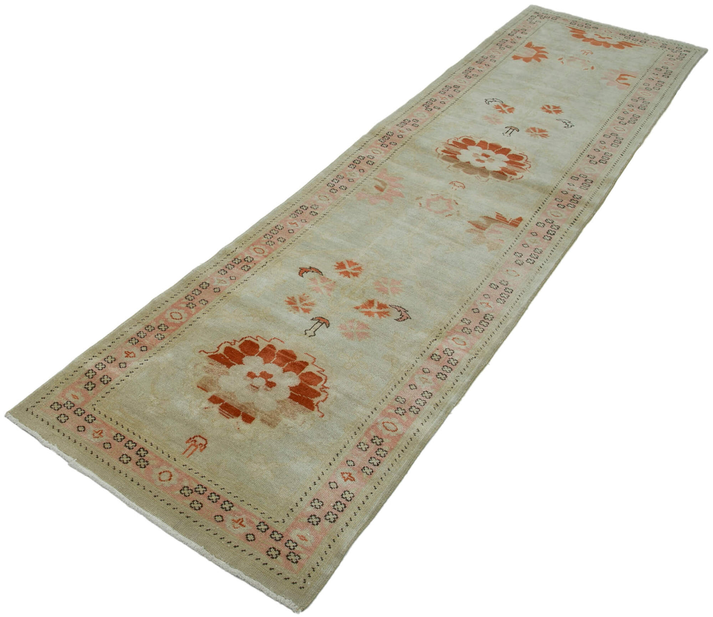 2x10 Beige Oushak Runner Rug - 33905