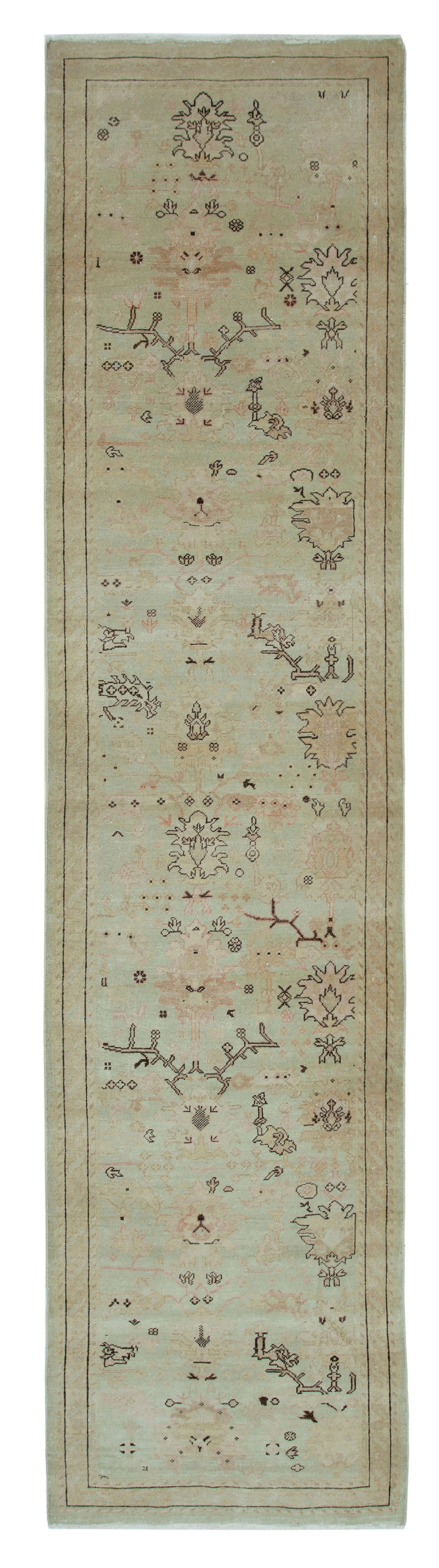 3x12 Beige Oushak Runner Rug - 34400