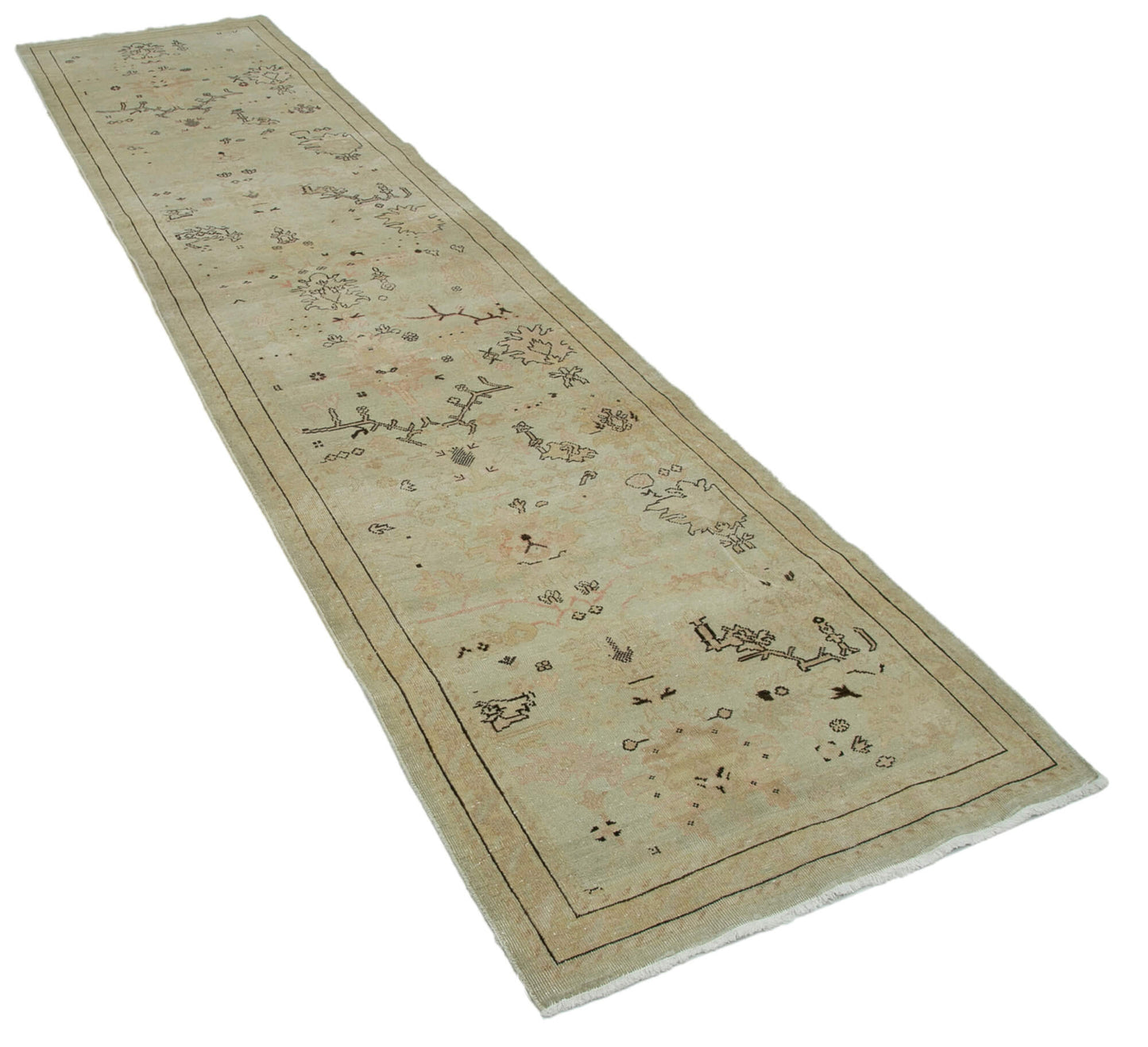 3x12 Beige Oushak Runner Rug - 34400