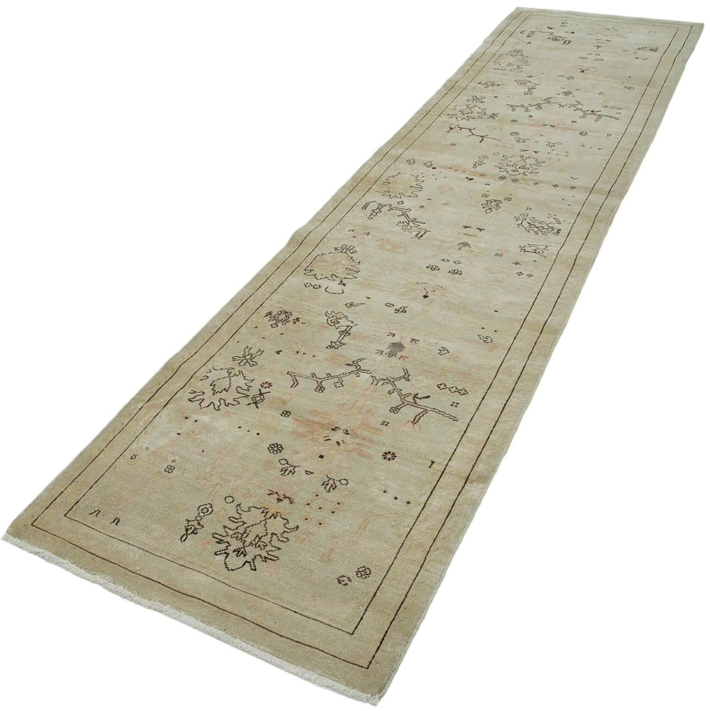 3x12 Beige Oushak Runner Rug - 34400