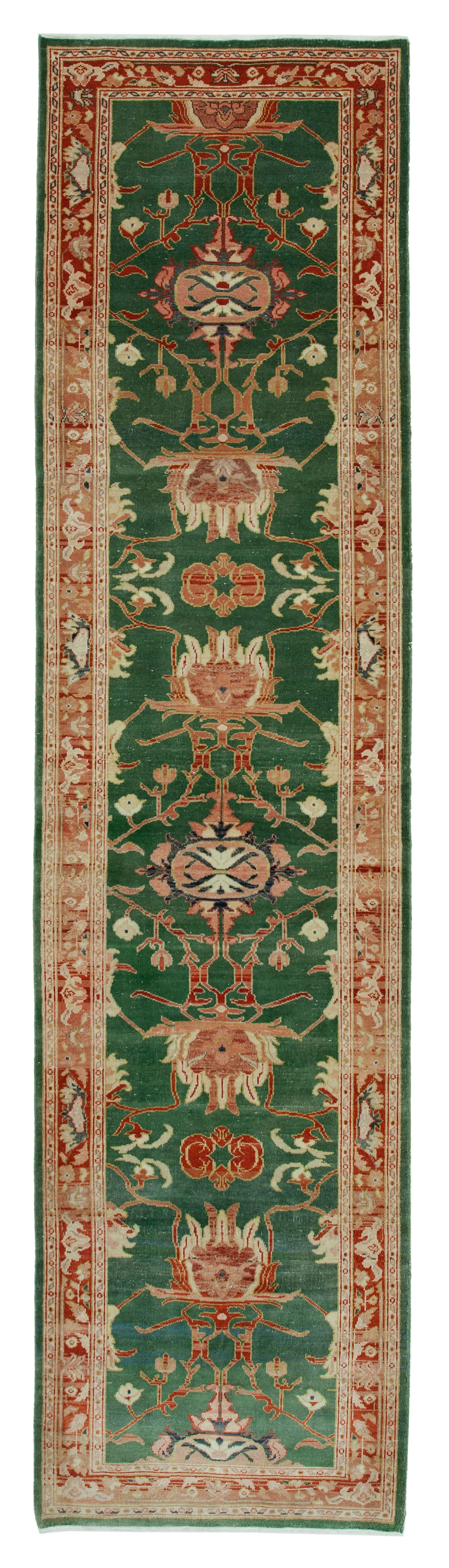 3x12 Green Oushak Runner Rug - 34405