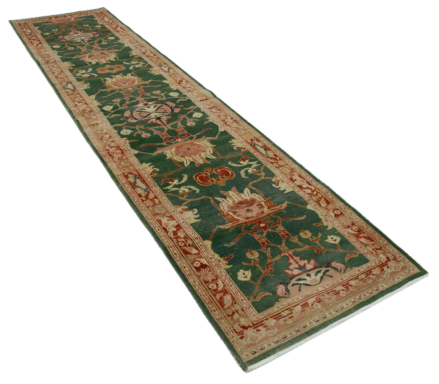 3x12 Green Oushak Runner Rug - 34405