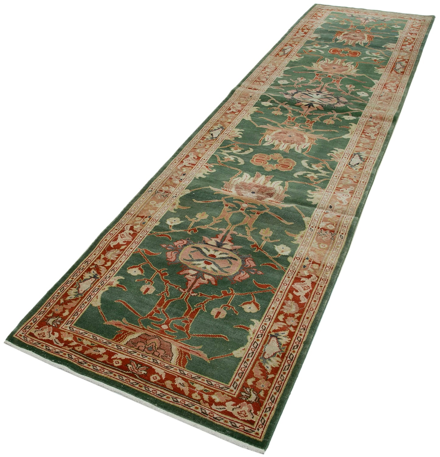 3x12 Green Oushak Runner Rug - 34405