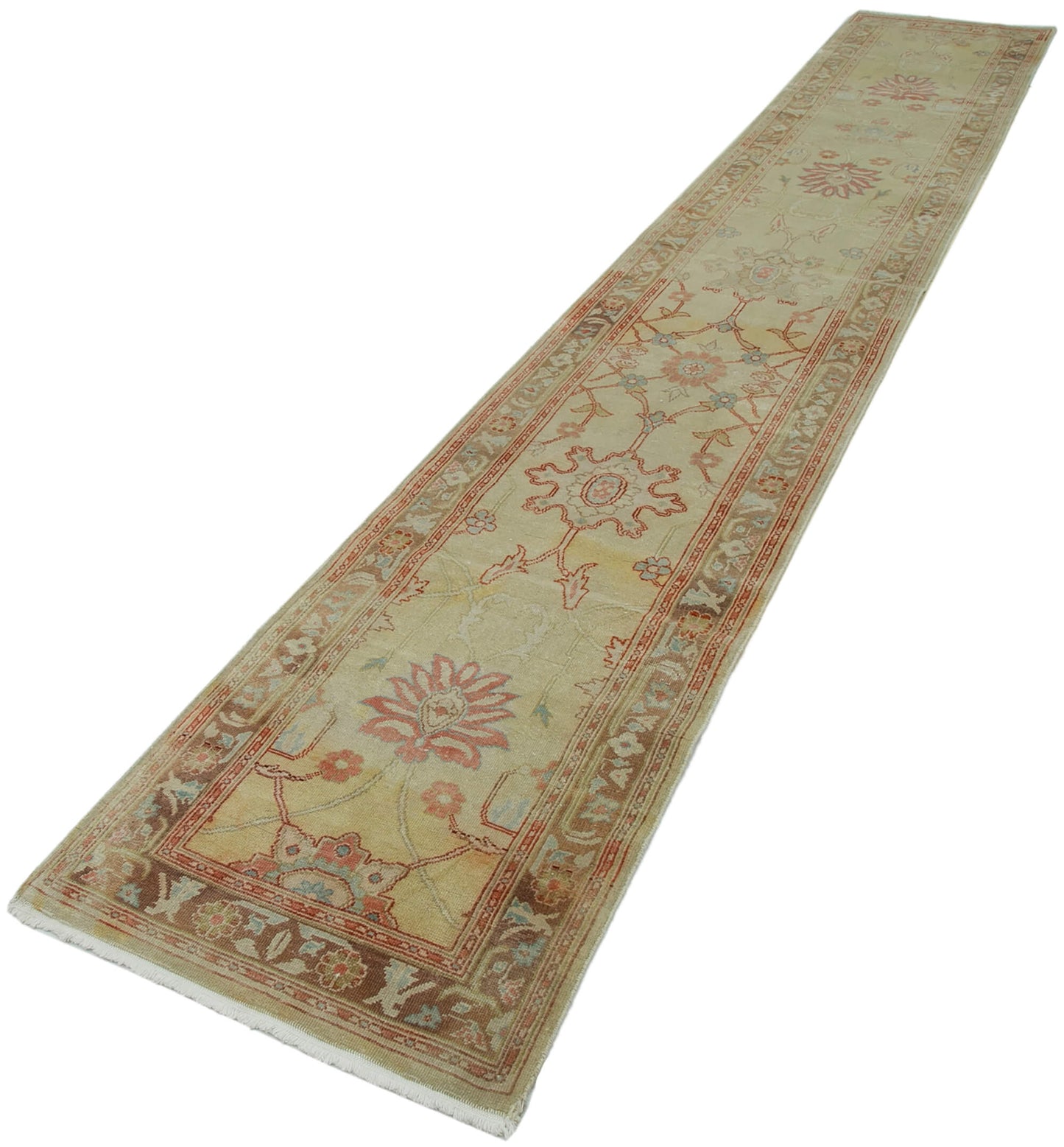 2x14 Beige Oushak Runner Rug - 34406