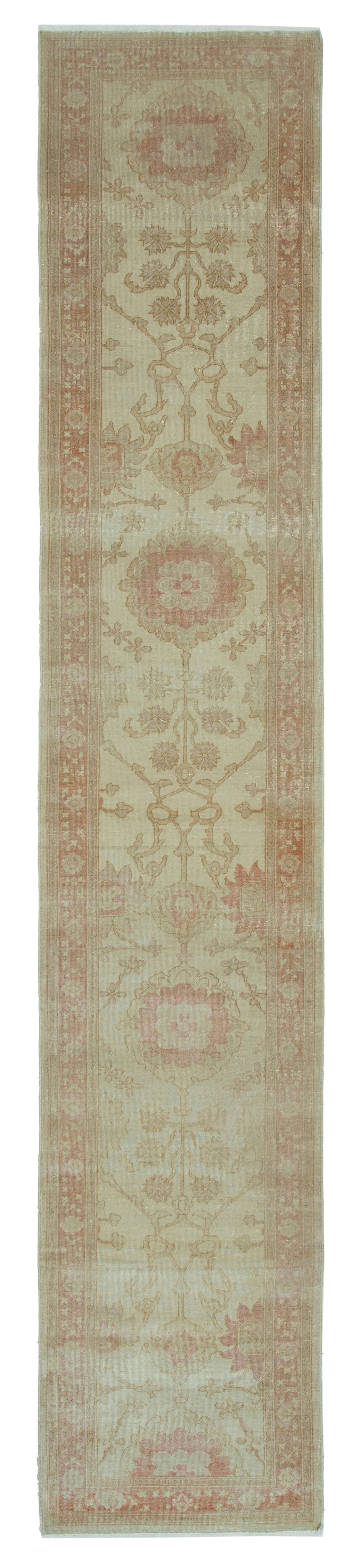 2x13 Beige Oushak Runner Rug - 34408