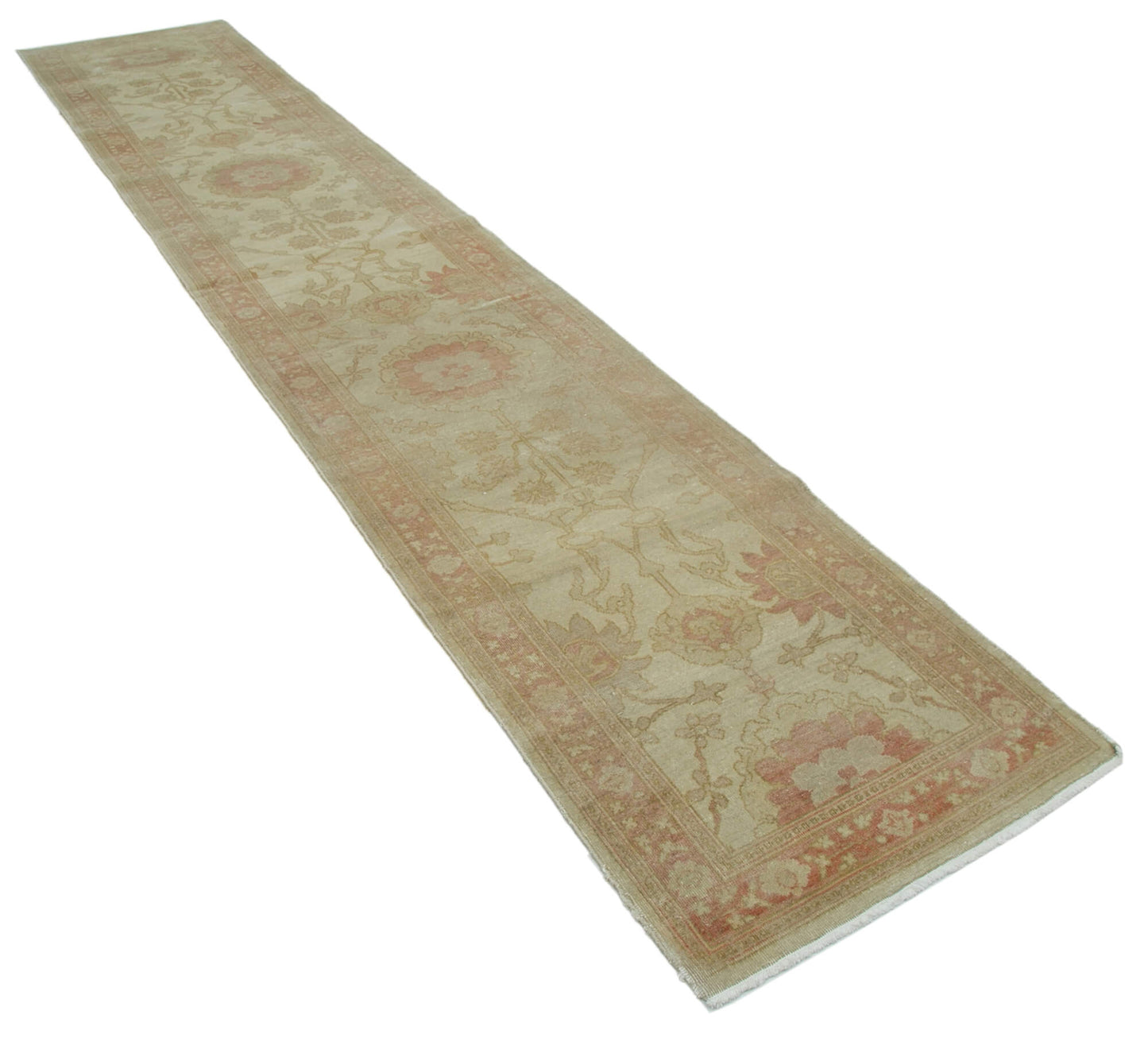 2x13 Beige Oushak Runner Rug - 34408