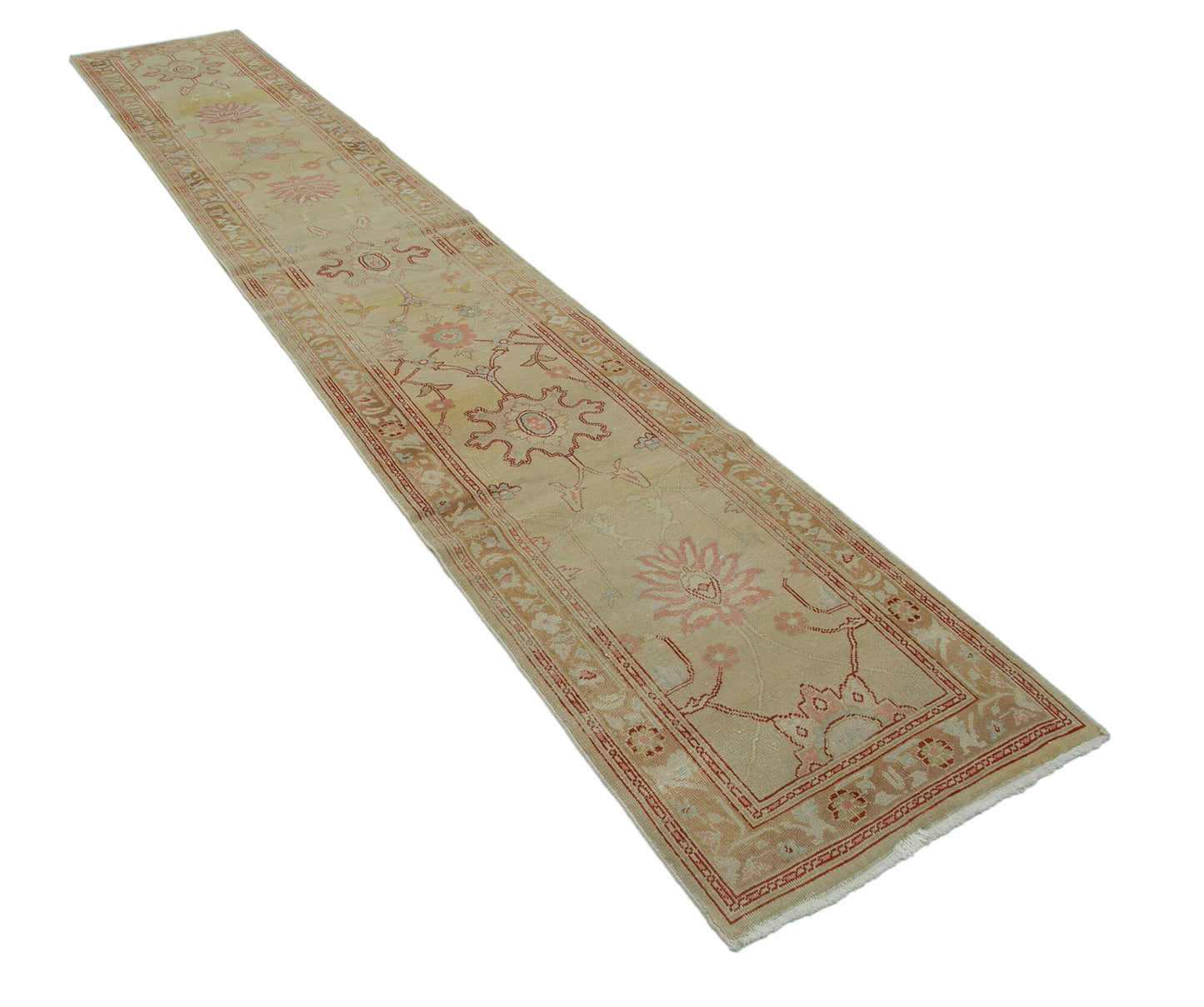 2x14 Beige Oushak Runner Rug - 34412