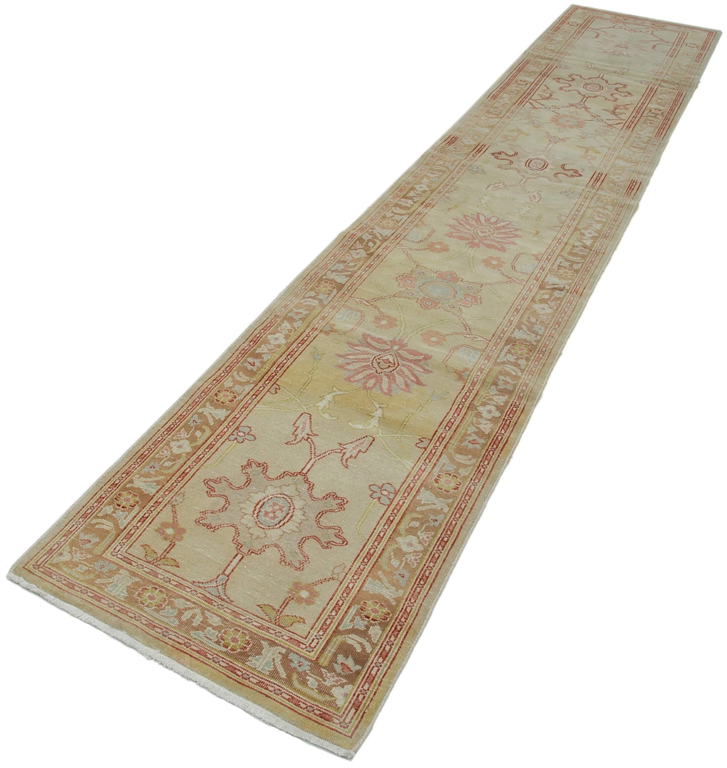 2x14 Beige Oushak Runner Rug - 34412