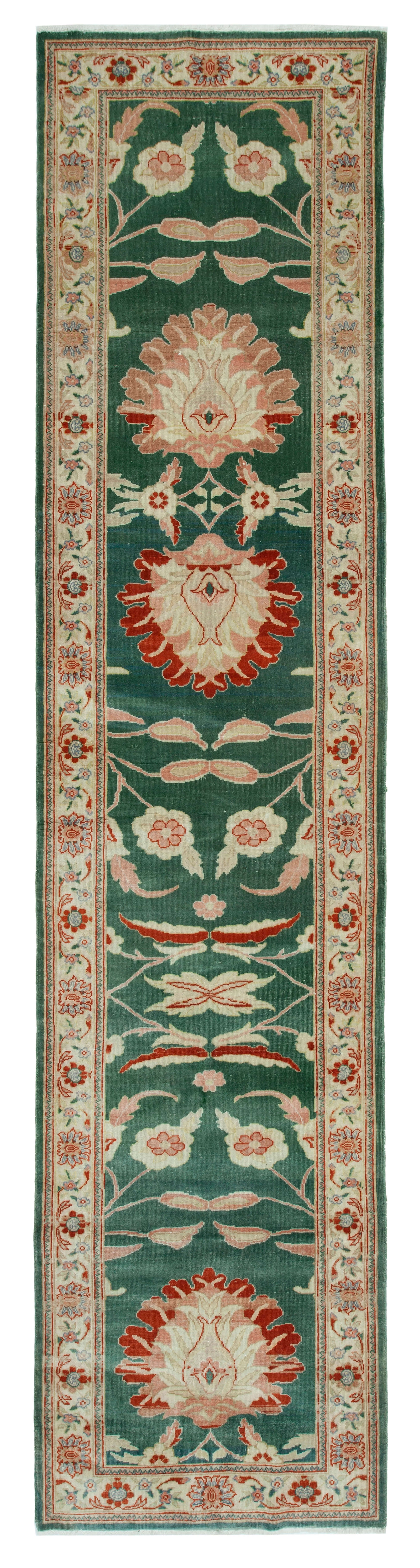 3x12 Green Oushak Runner Rug - 34424