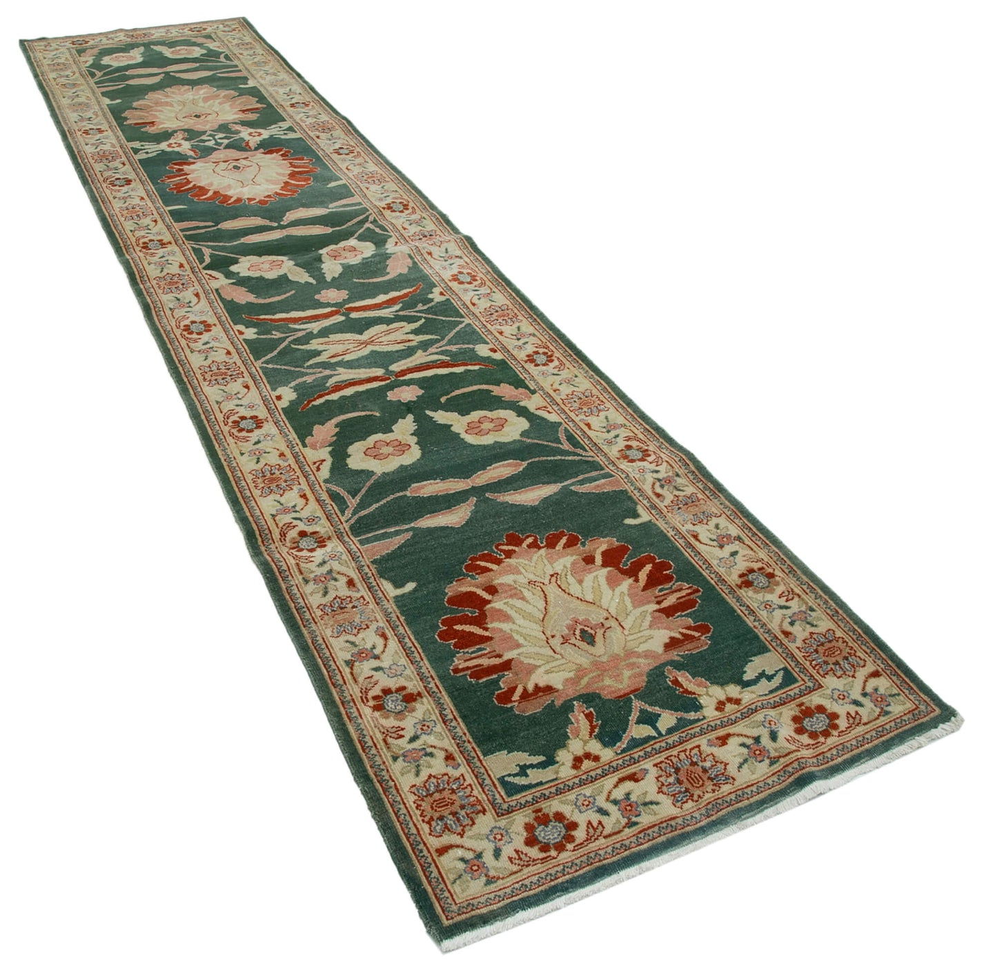 3x12 Green Oushak Runner Rug - 34424