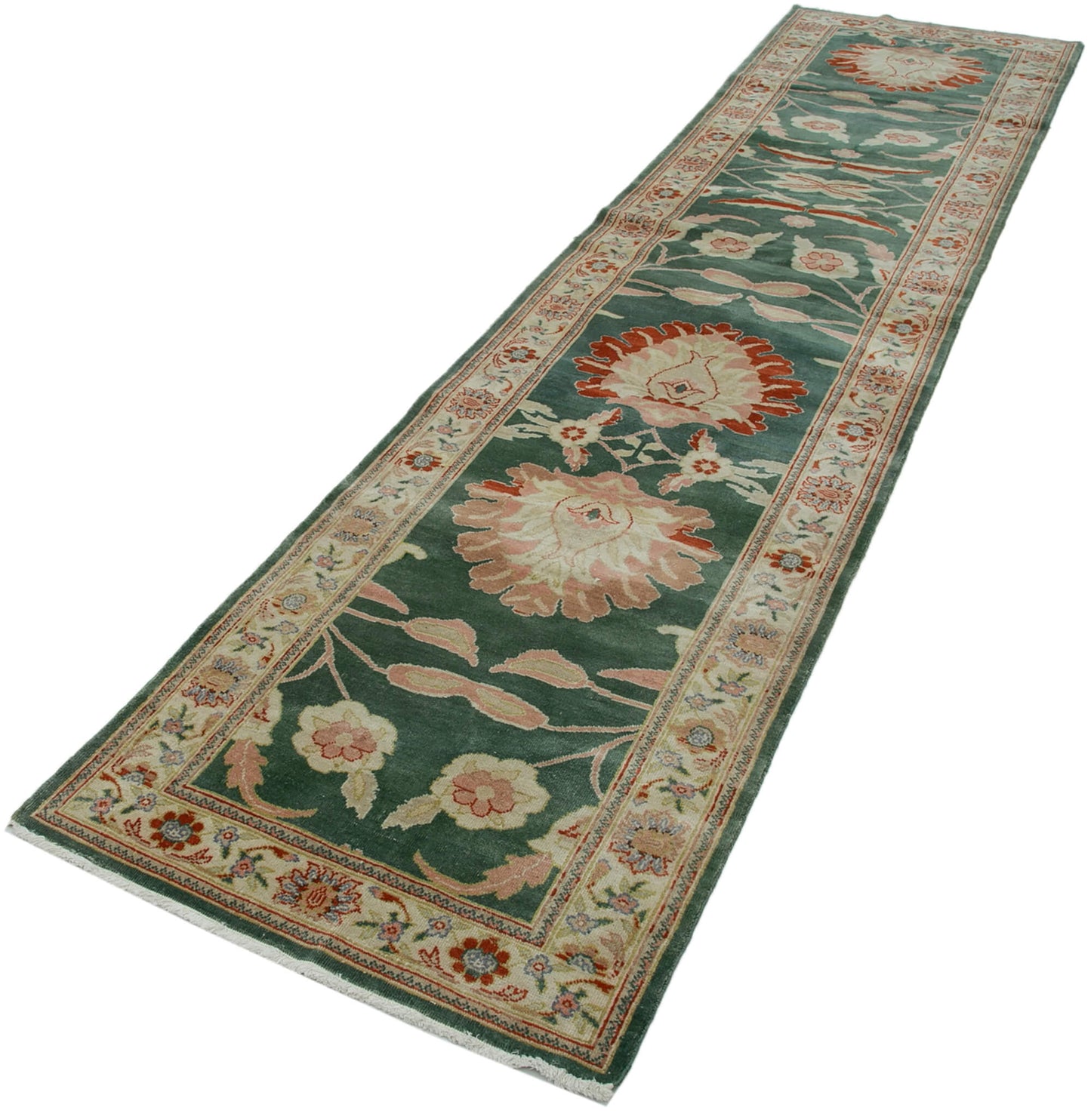 3x12 Green Oushak Runner Rug - 34424