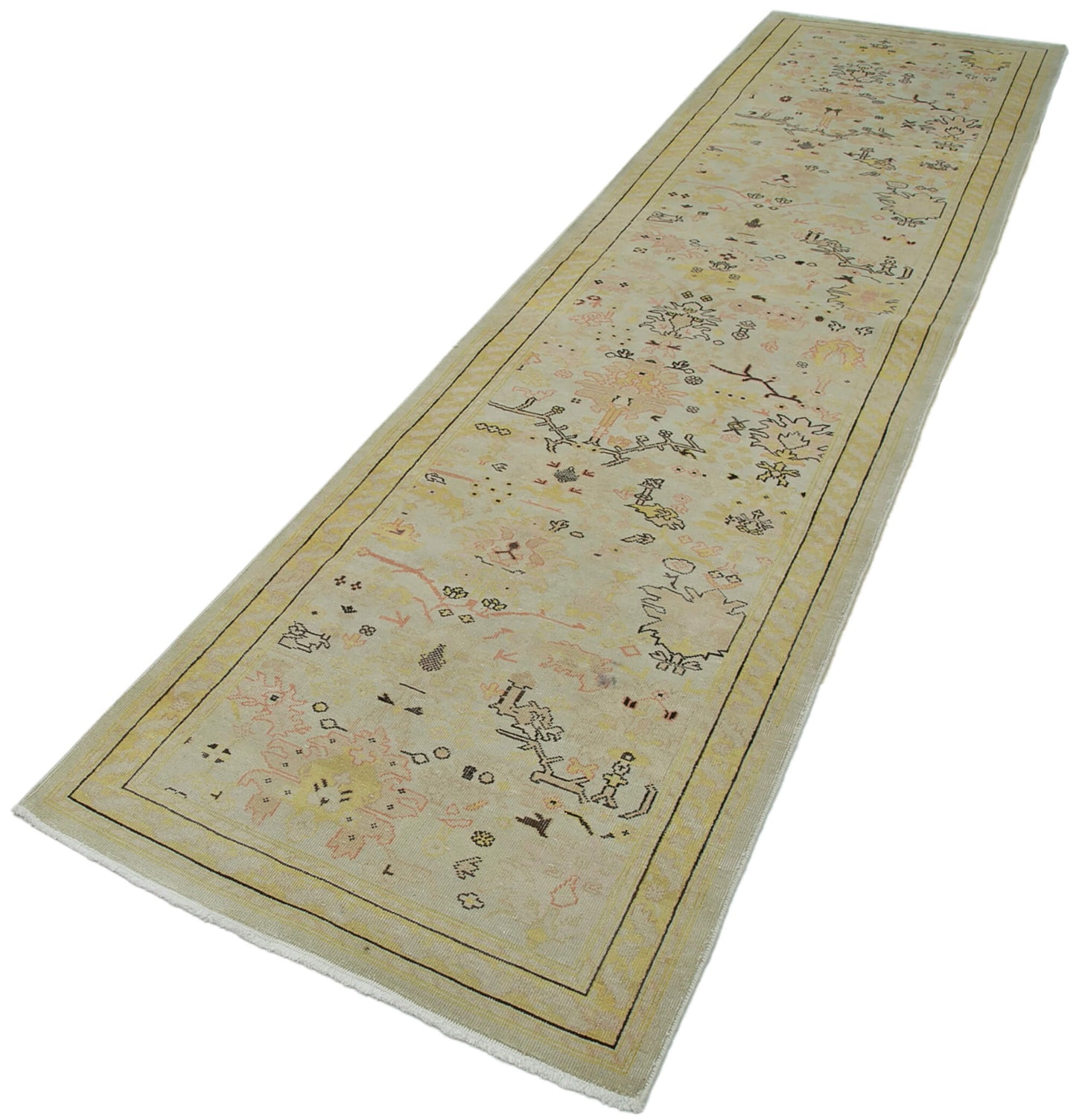 3x12 Beige Oushak Runner Rug - 34425