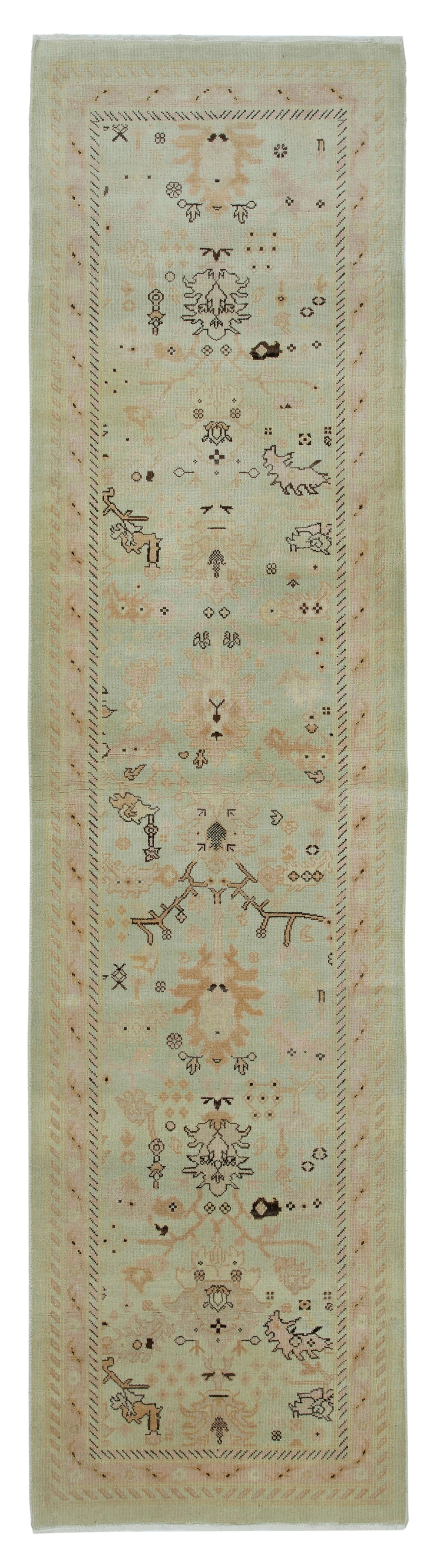 3x10 Beige Oushak Runner Rug - 34428