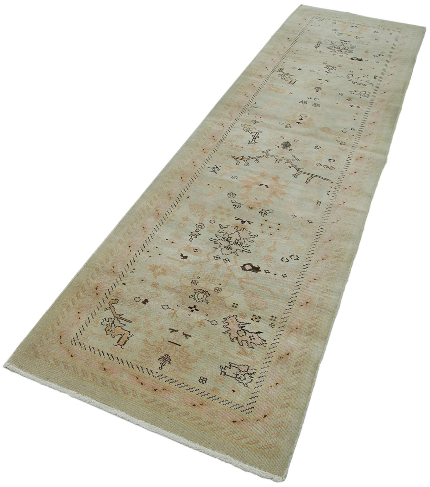 3x10 Beige Oushak Runner Rug - 34428