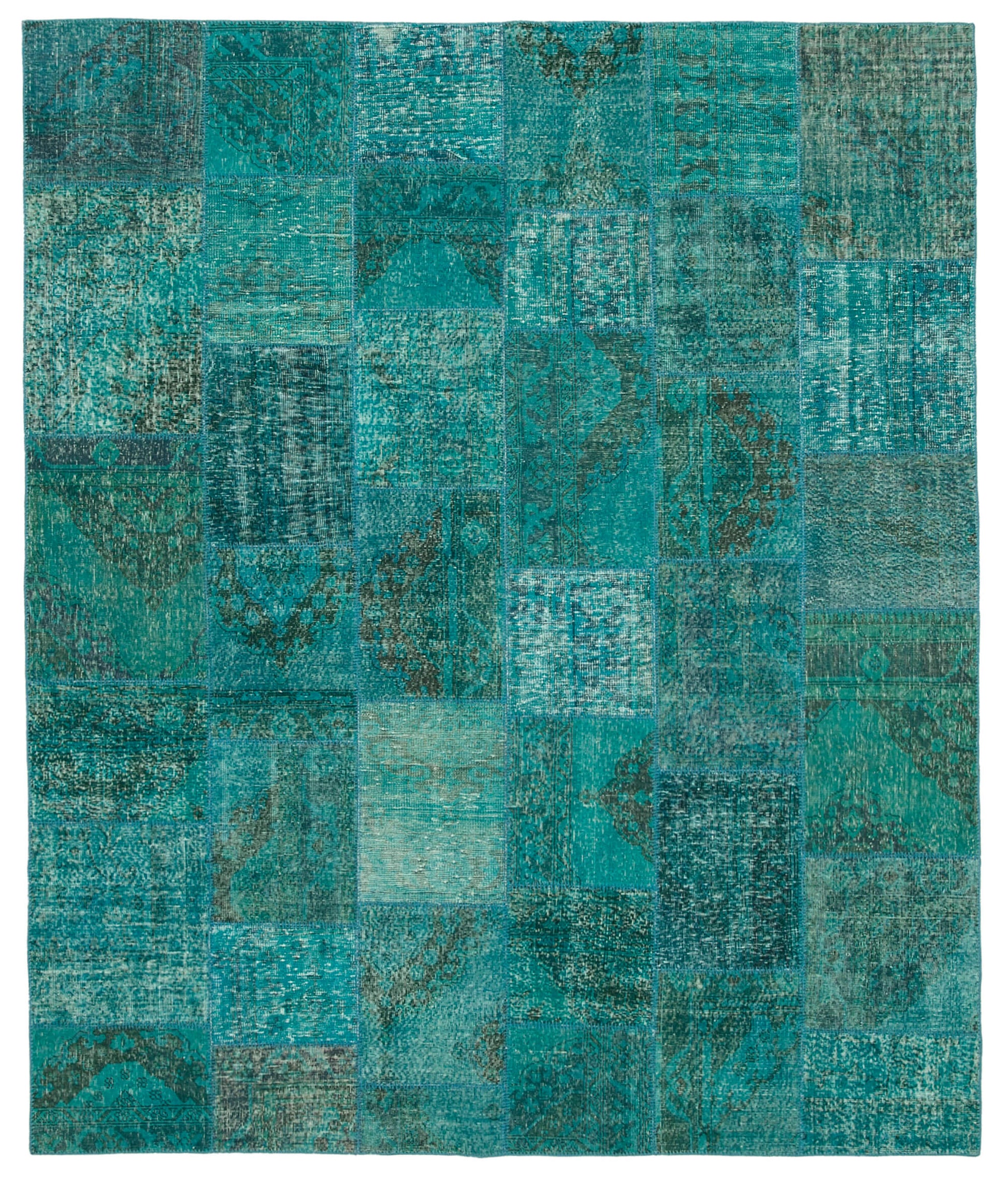 8x10 Turquoise Patchwork Rug - 35177