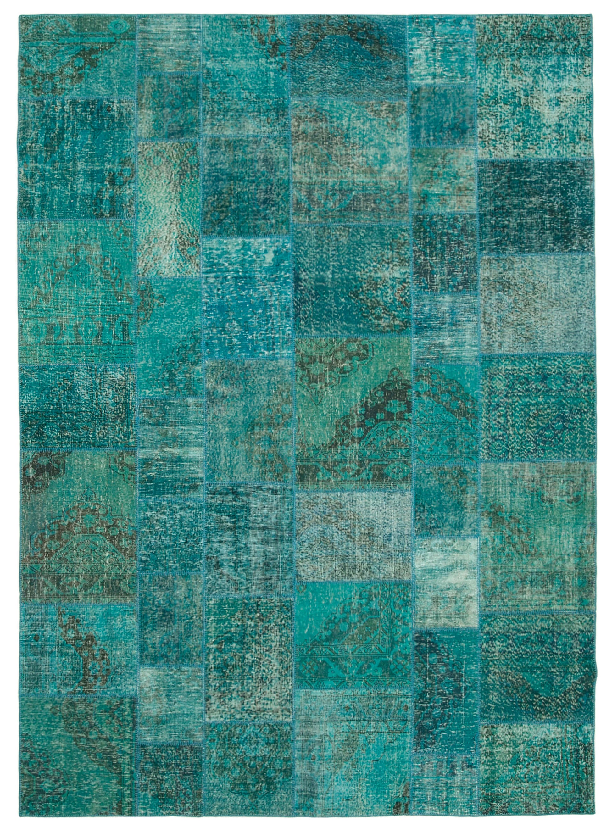 8x11 Turquoise Patchwork Rug- 35223