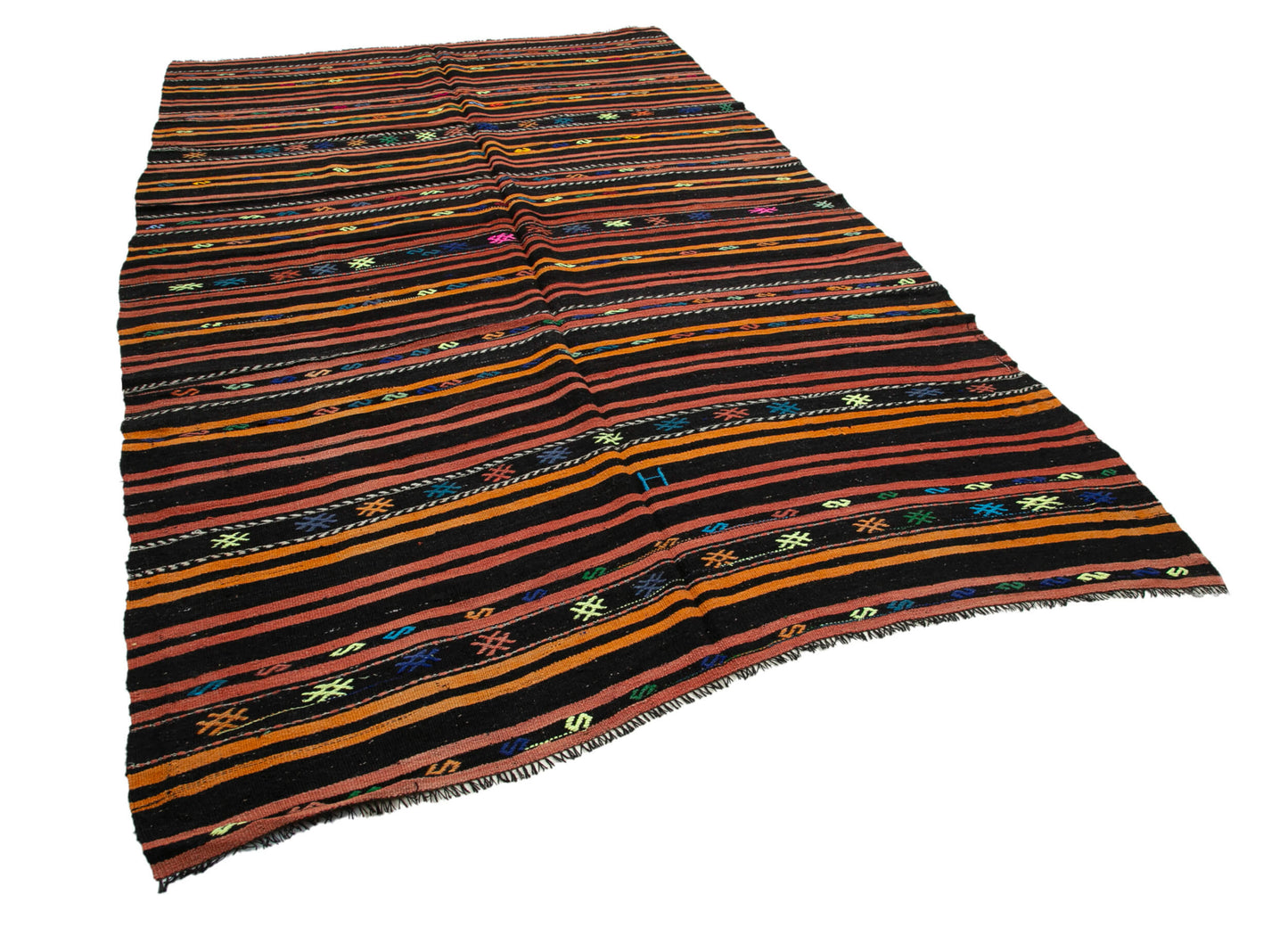 6x11 Black Vintage Turkish Kilim Rug - 35312