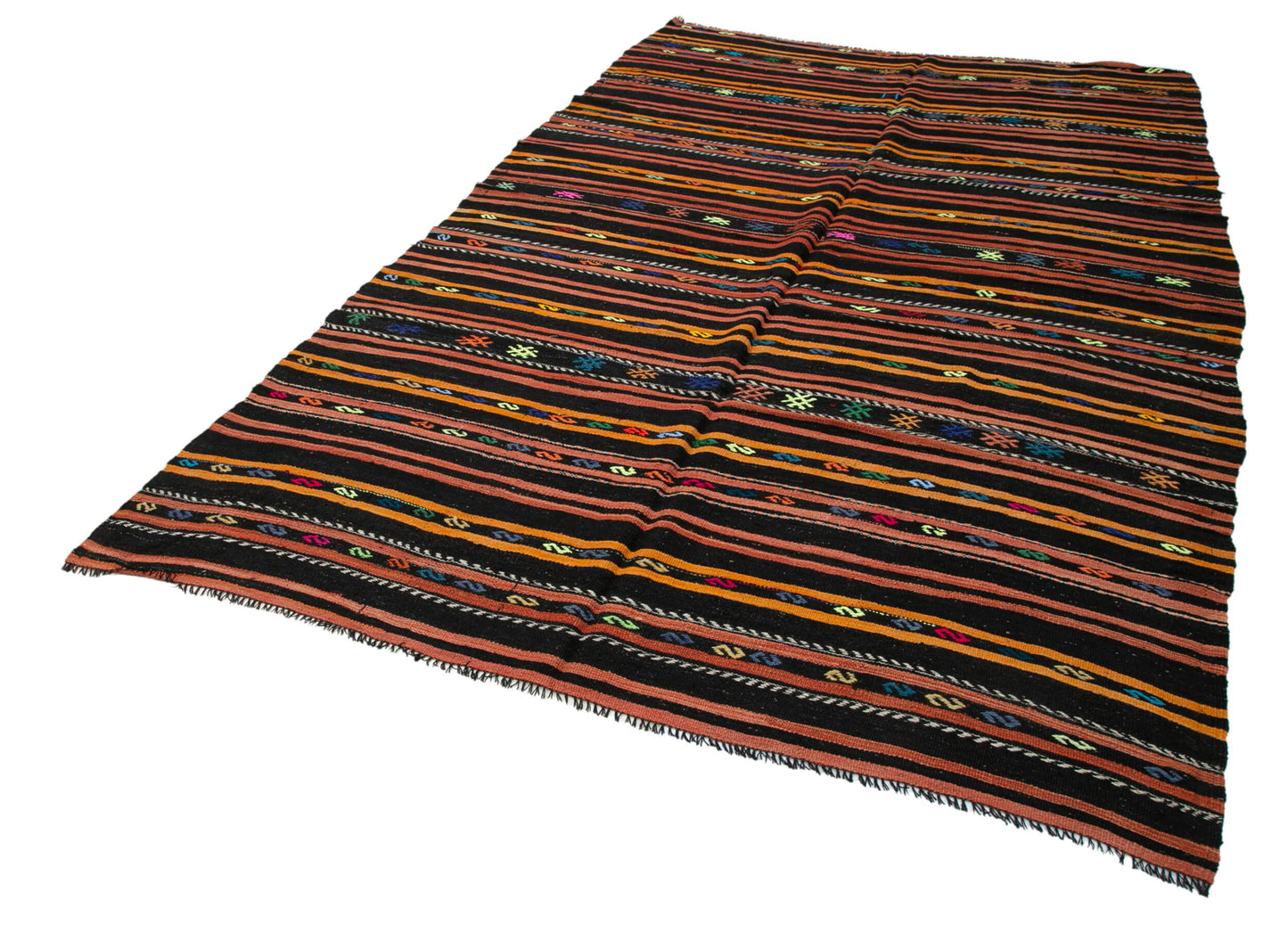 6x11 Black Vintage Turkish Kilim Rug - 35312