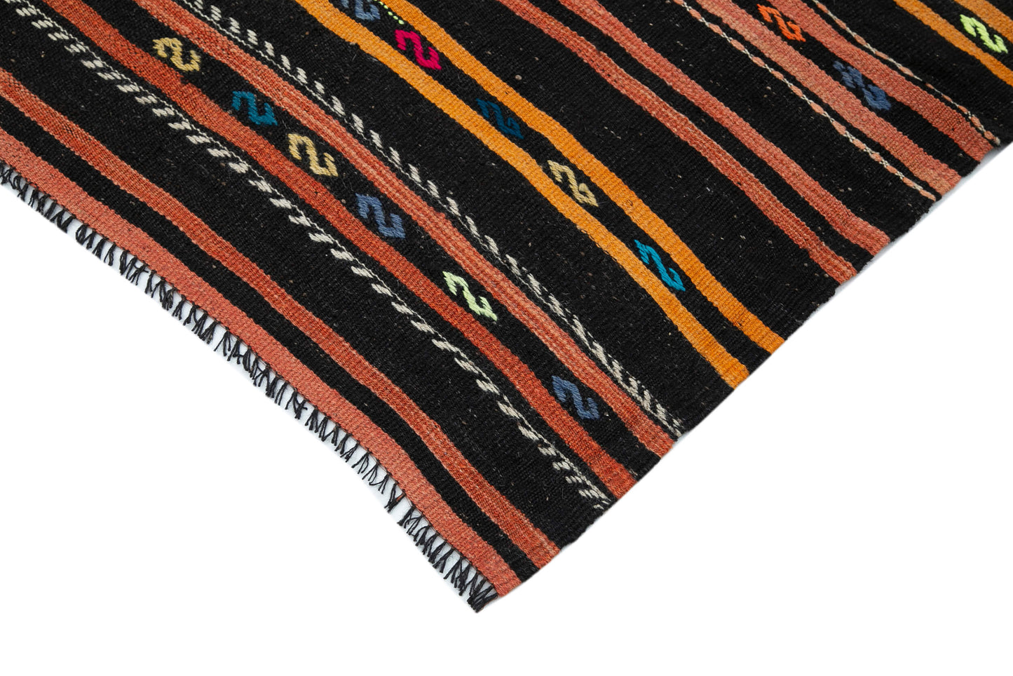 6x11 Black Vintage Turkish Kilim Rug - 35312