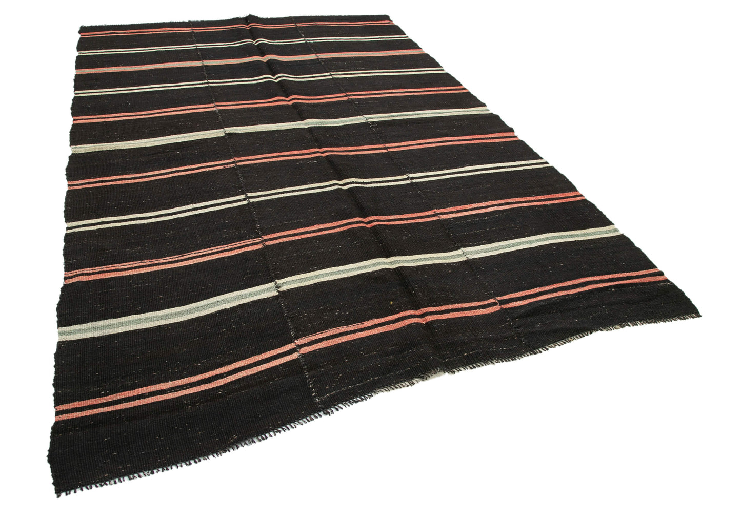 7x10 Black Vintage Turkish Kilim Rug - 35326