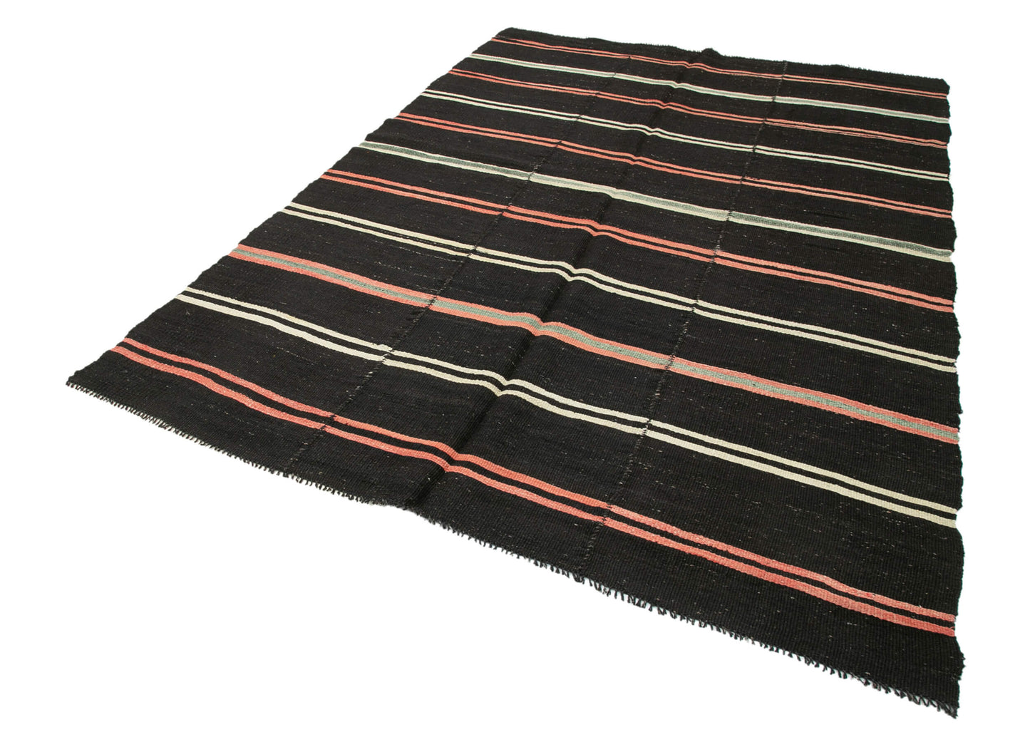 7x10 Black Vintage Turkish Kilim Rug - 35326