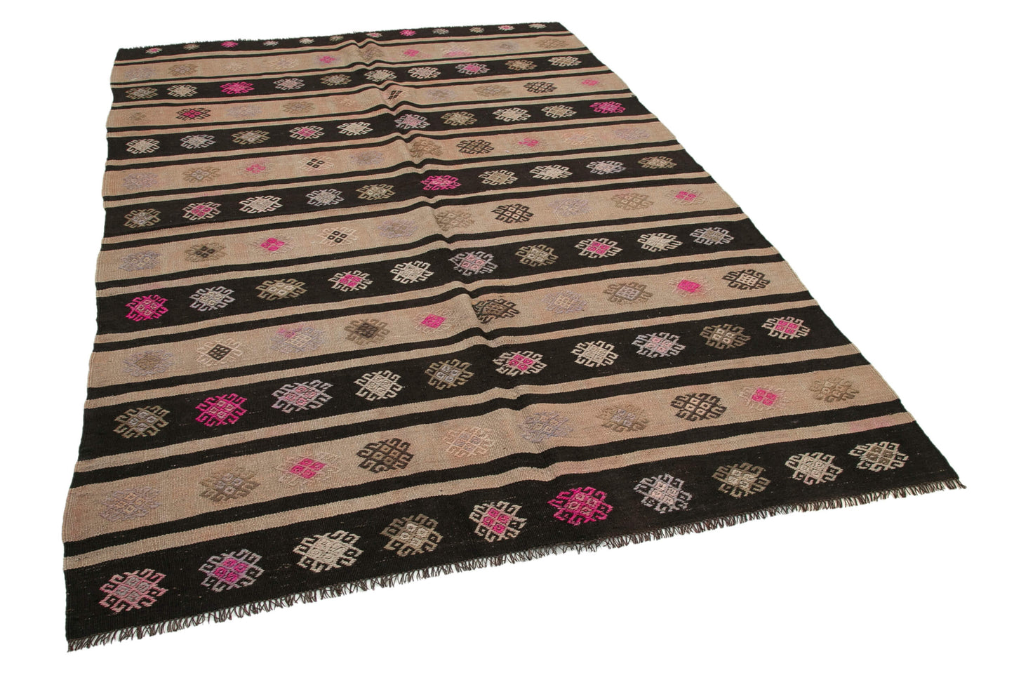 6x8 Brown Vintage Turkish Kilim Rug - 35349