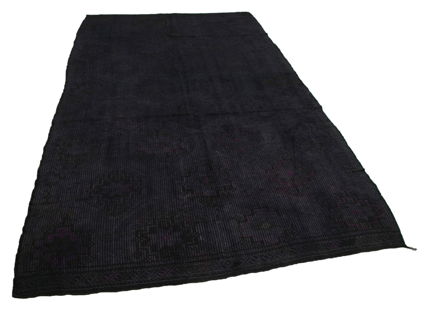 6x10 Black Vintage Turkish Kilim Rug - 35572