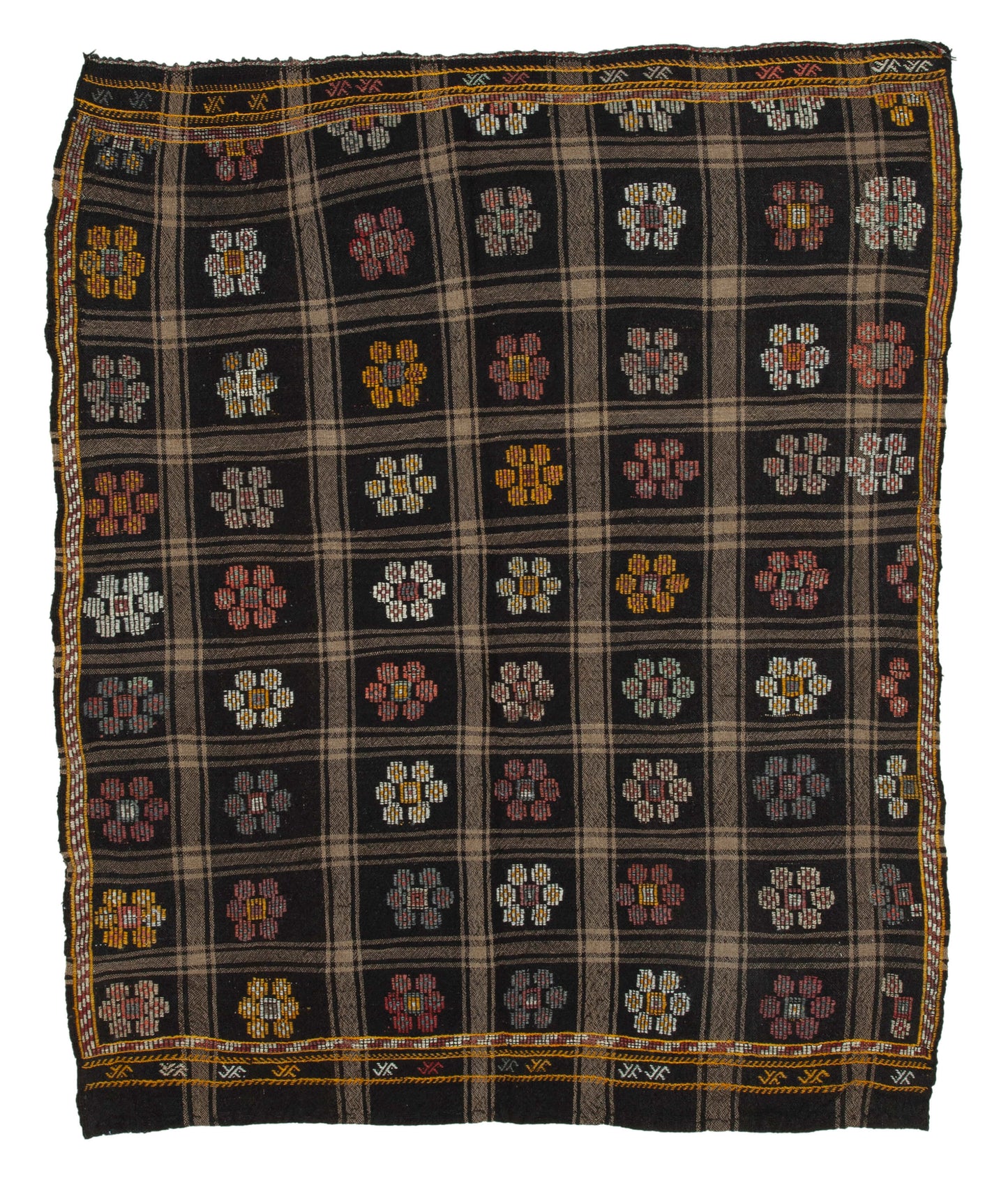 6x8 Brown Vintage Turkish Kilim Rug - 35573