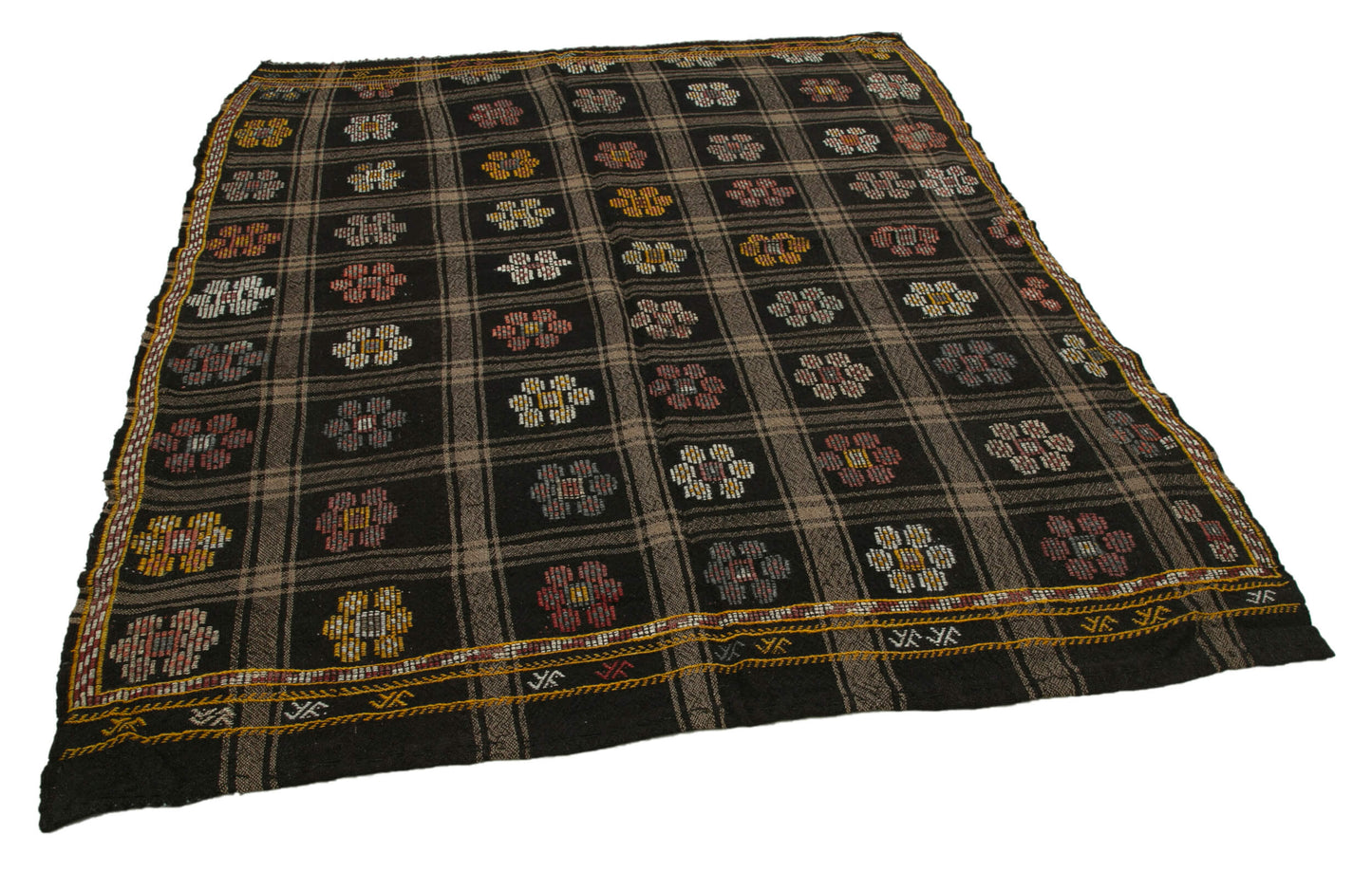 6x8 Brown Vintage Turkish Kilim Rug - 35573