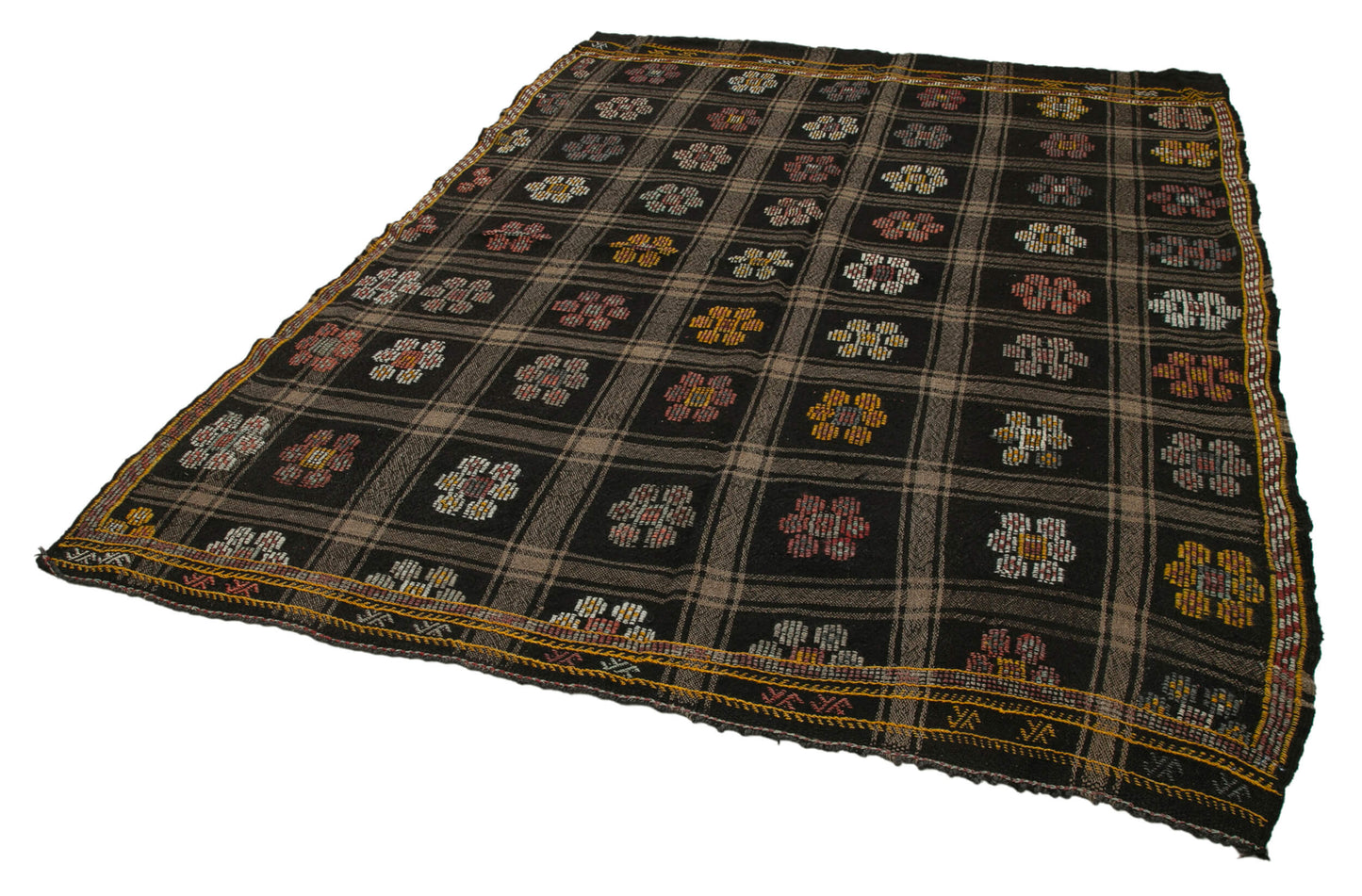 6x8 Brown Vintage Turkish Kilim Rug - 35573