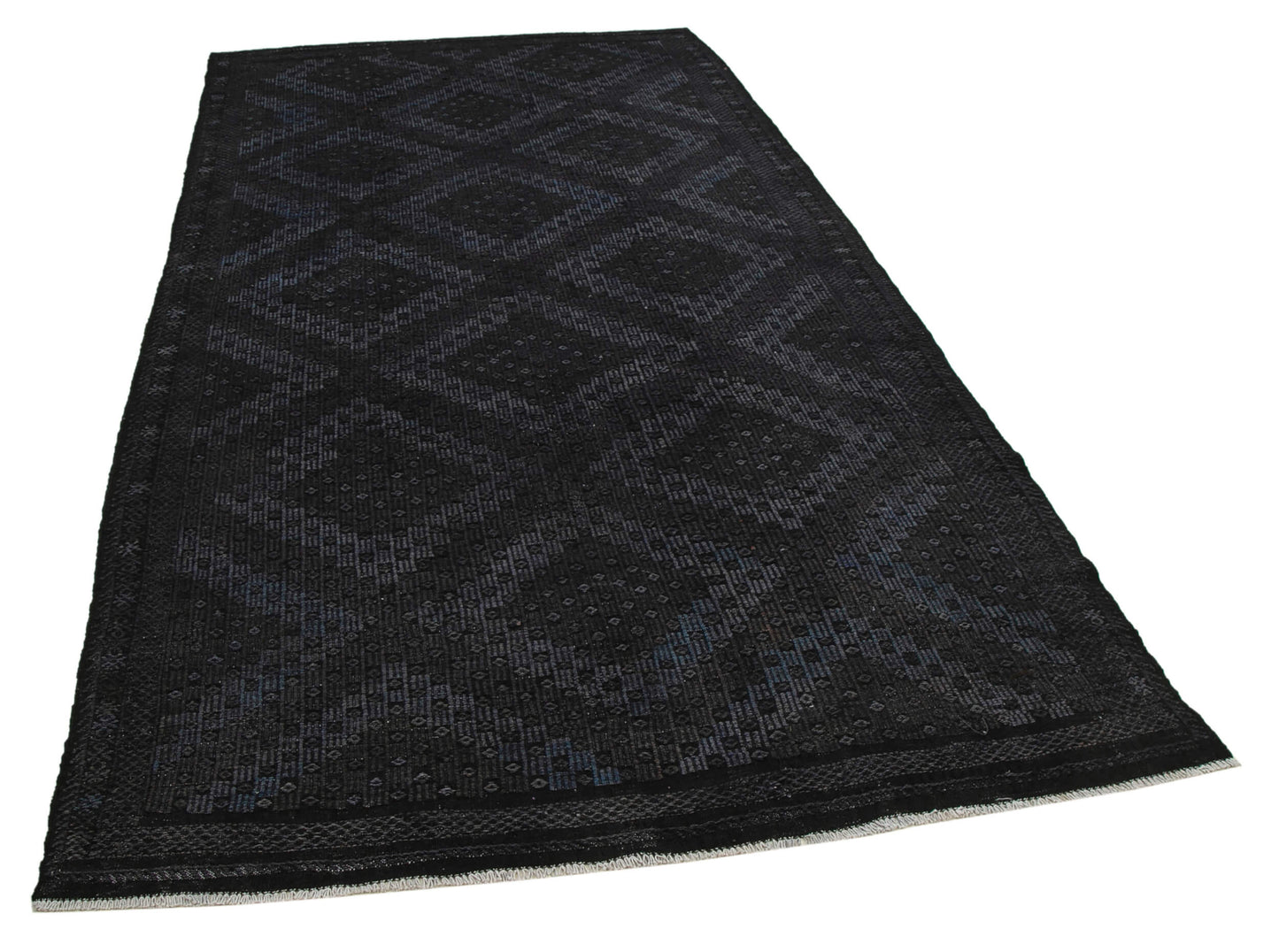 5x10 Black Vintage Turkish Kilim Rug - 35577