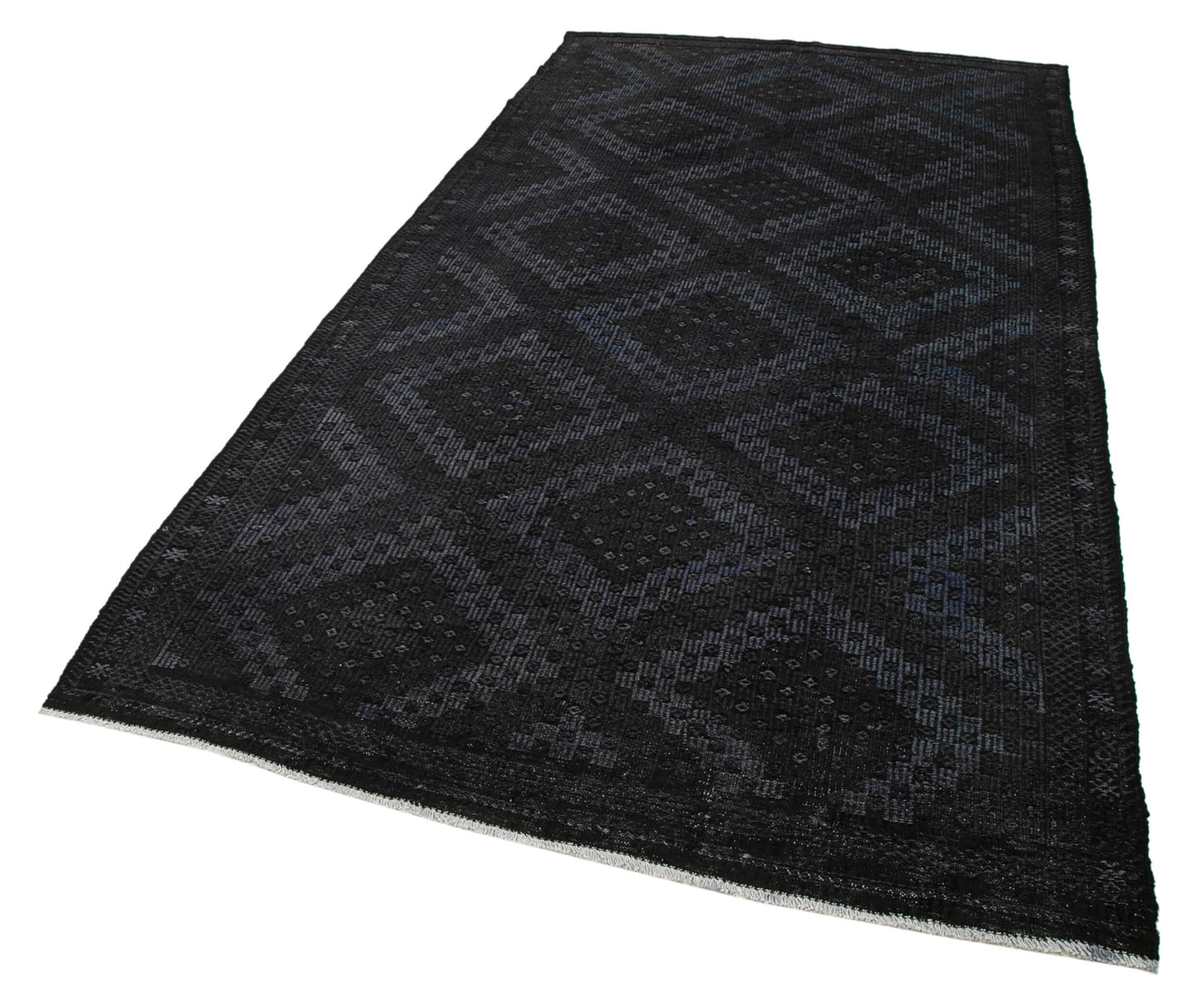 5x10 Black Vintage Turkish Kilim Rug - 35577