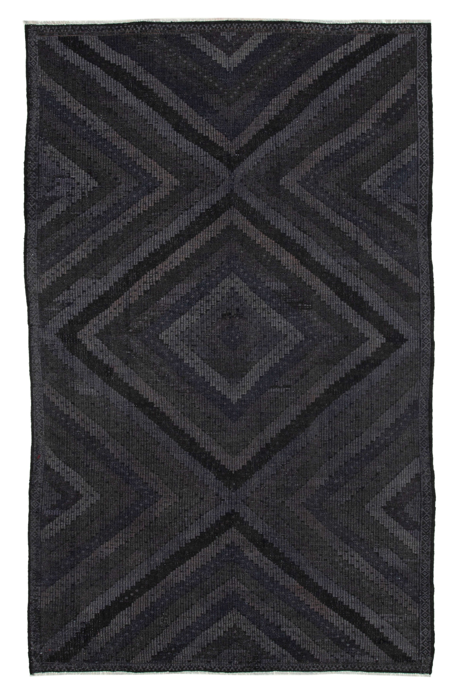 6x10 Black Vintage Turkish Kilim Rug - 35579