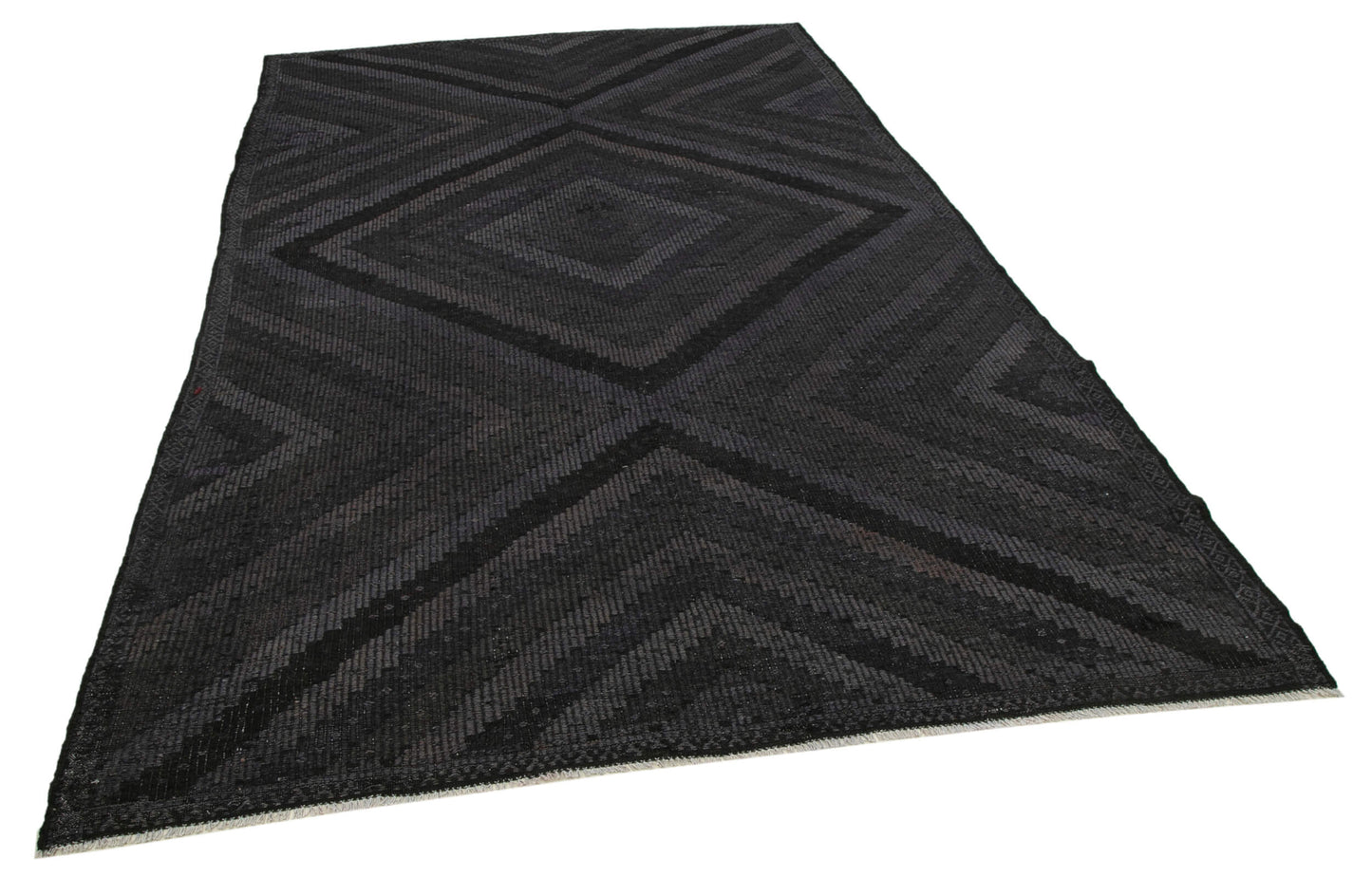 6x10 Black Vintage Turkish Kilim Rug - 35579