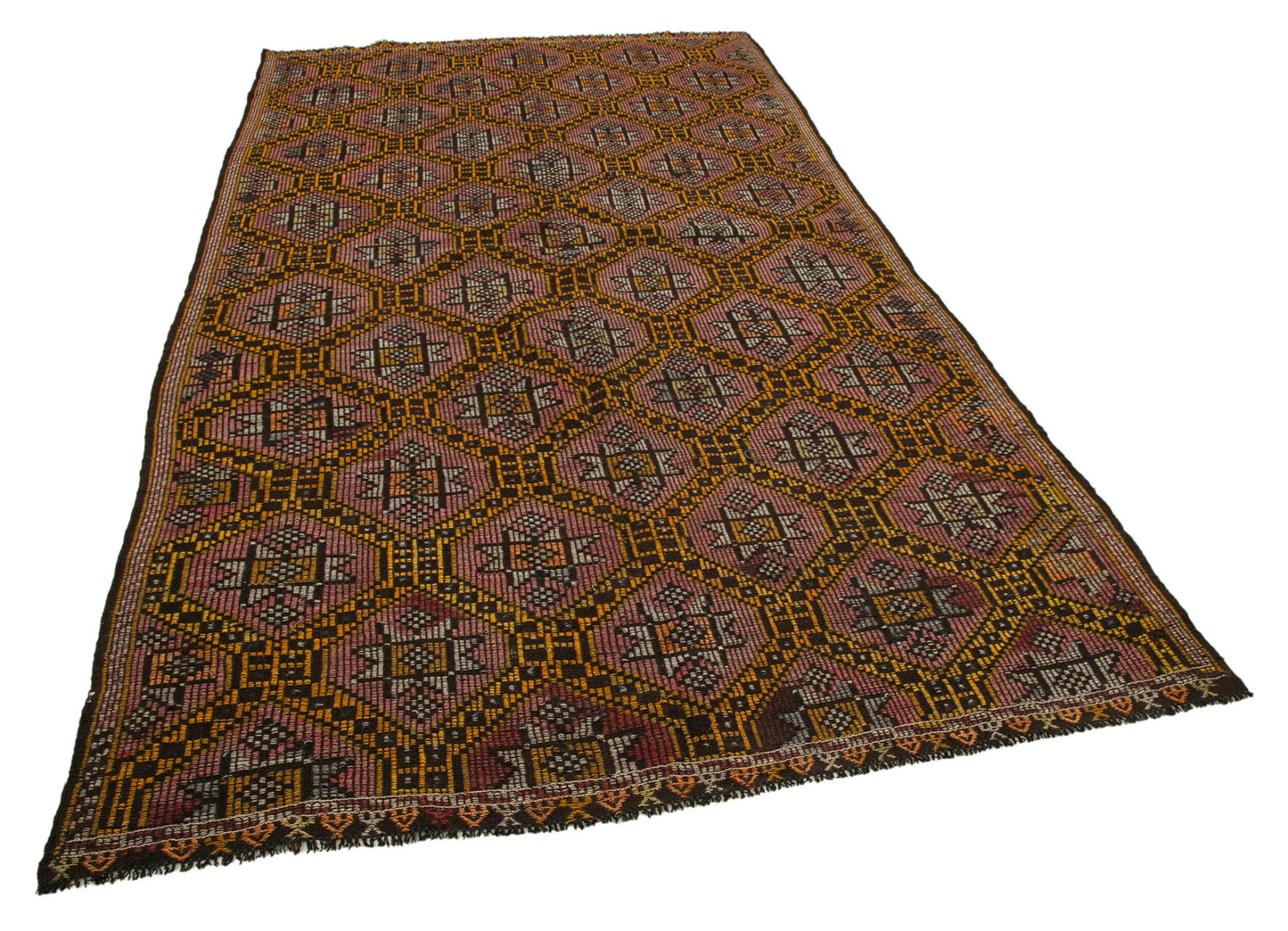 6x11 Brown Vintage Turkish Kilim Rug - 35594