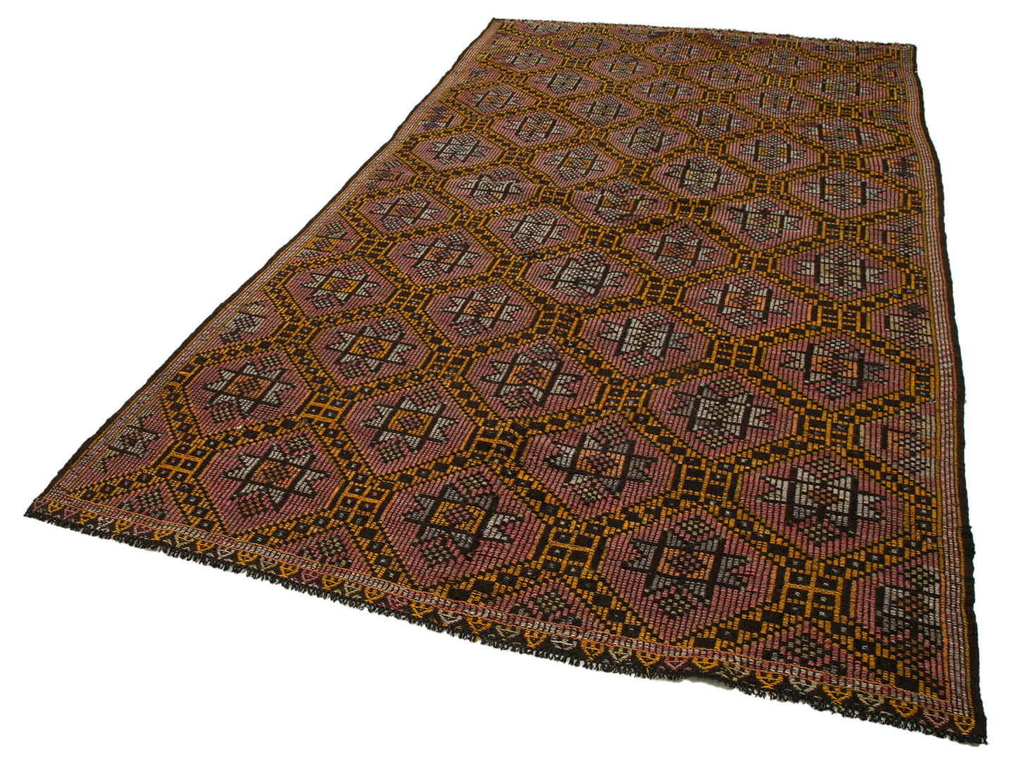 6x11 Brown Vintage Turkish Kilim Rug - 35594