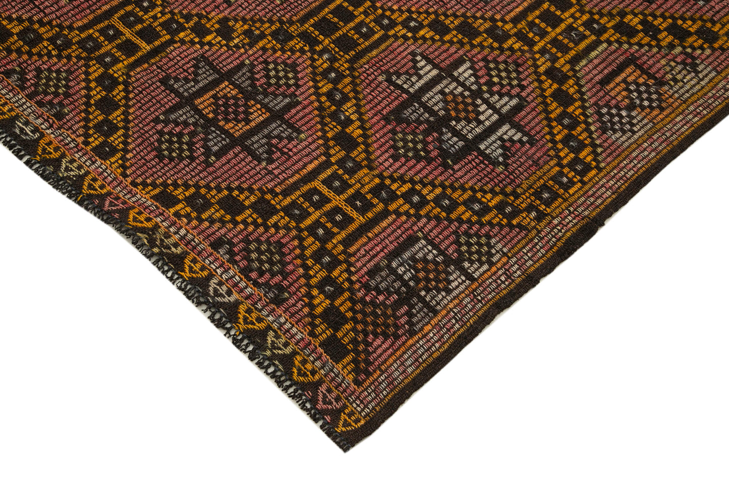 6x11 Brown Vintage Turkish Kilim Rug - 35594