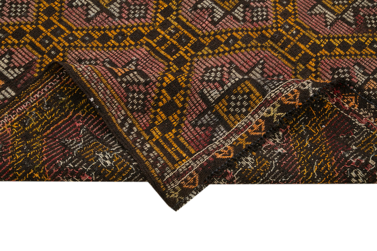 6x11 Brown Vintage Turkish Kilim Rug - 35594