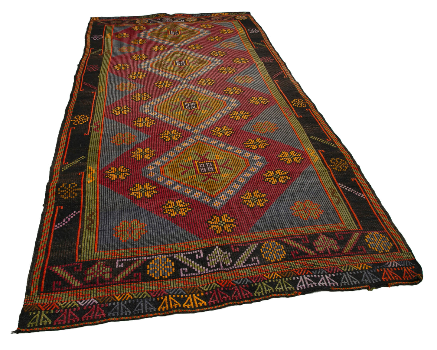 5x11 Brown Vintage Turkish Kilim Rug - 35596