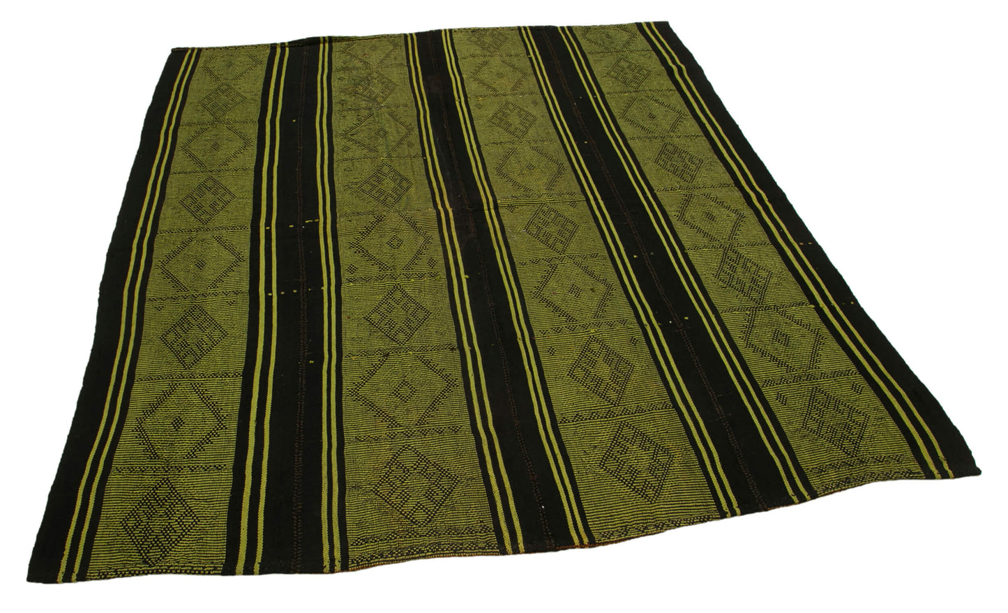 6x6 Green Vintage Turkish Kilim Rug - 35602