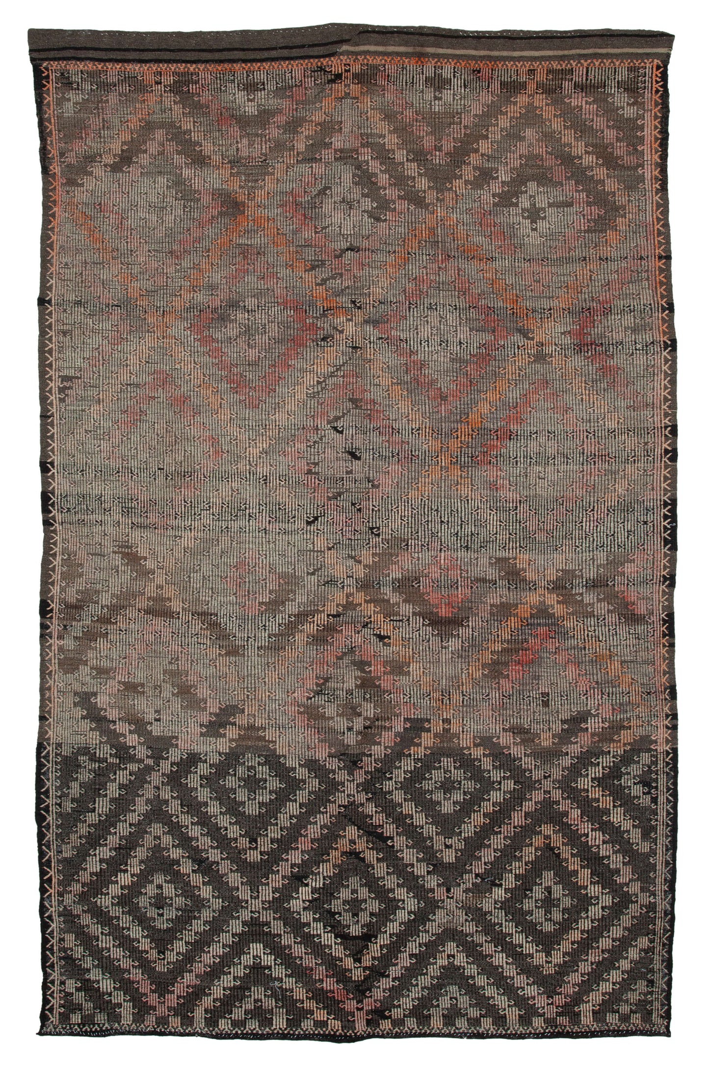 8x12 Brown Vintage Turkish Kilim Rug - 35615