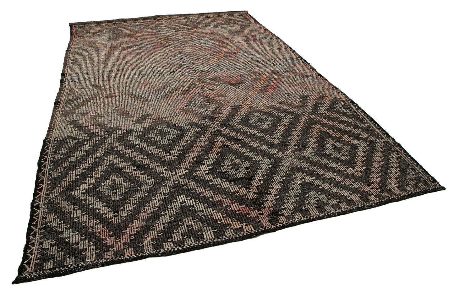 8x12 Brown Vintage Turkish Kilim Rug - 35615