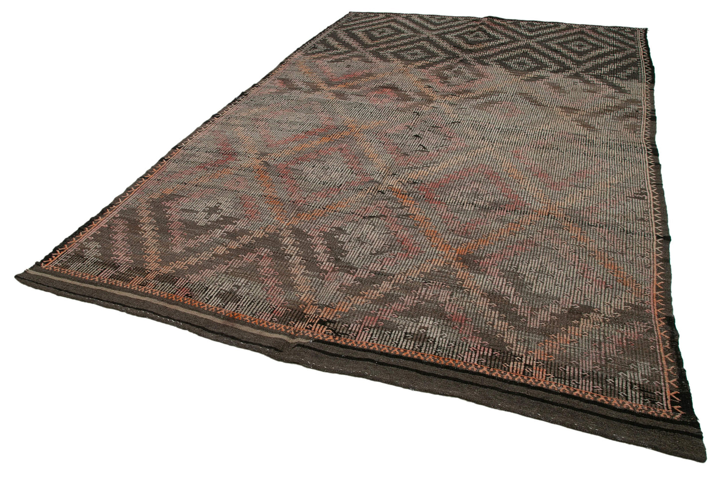 8x12 Brown Vintage Turkish Kilim Rug - 35615