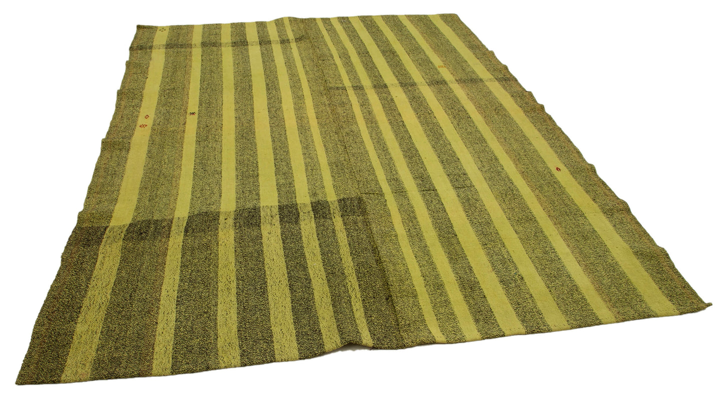 7x9 Green Vintage Turkish Kilim Rug - 35616