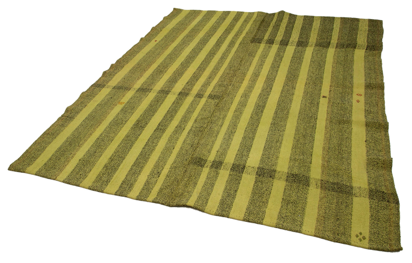 7x9 Green Vintage Turkish Kilim Rug - 35616