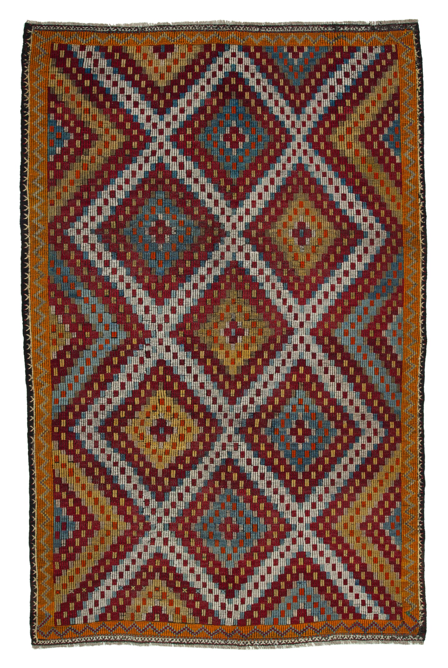 7x10 Orange Vintage Turkish Kilim Rug - 35658