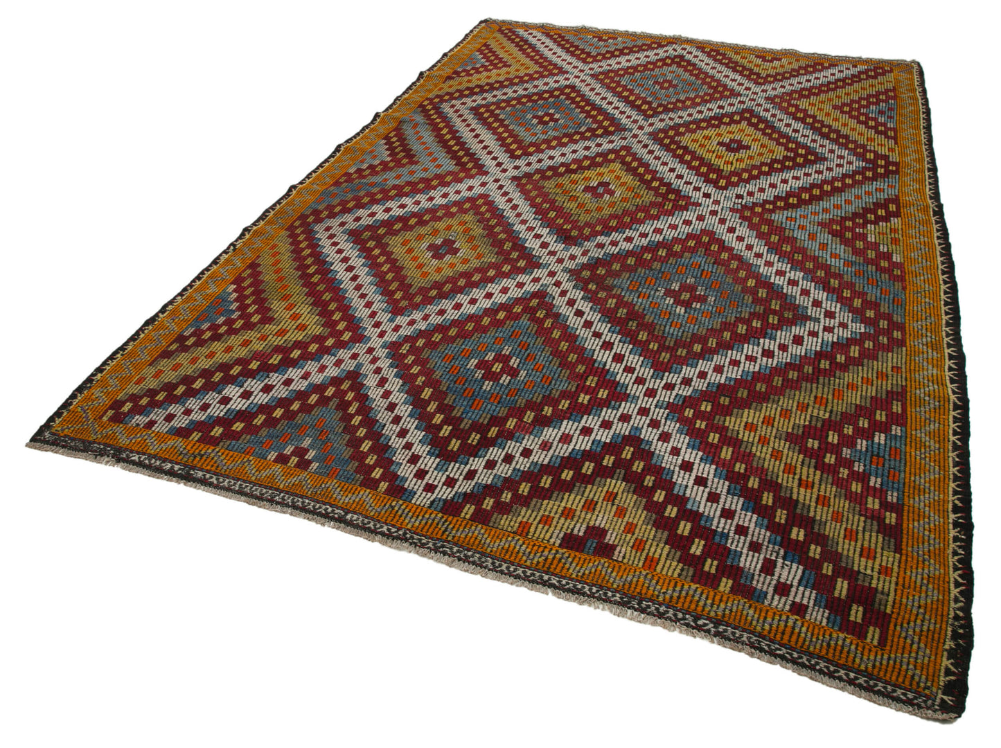 7x10 Orange Vintage Turkish Kilim Rug - 35658