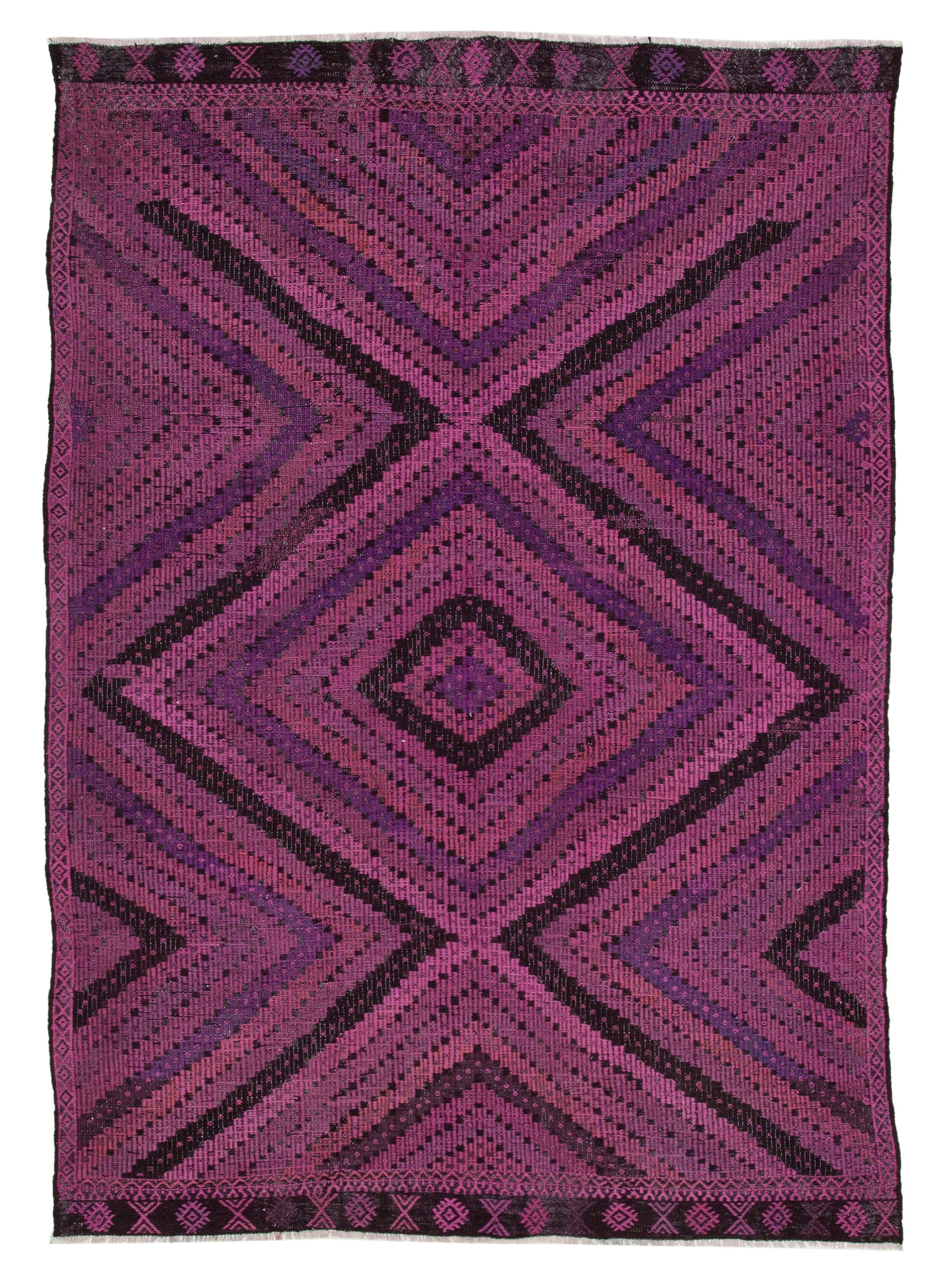 7x9 Pink Vintage Turkish Kilim Rug - 35668