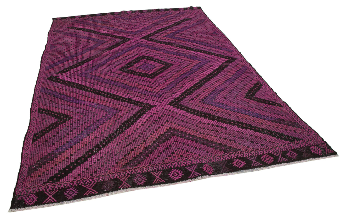 7x9 Pink Vintage Turkish Kilim Rug - 35668