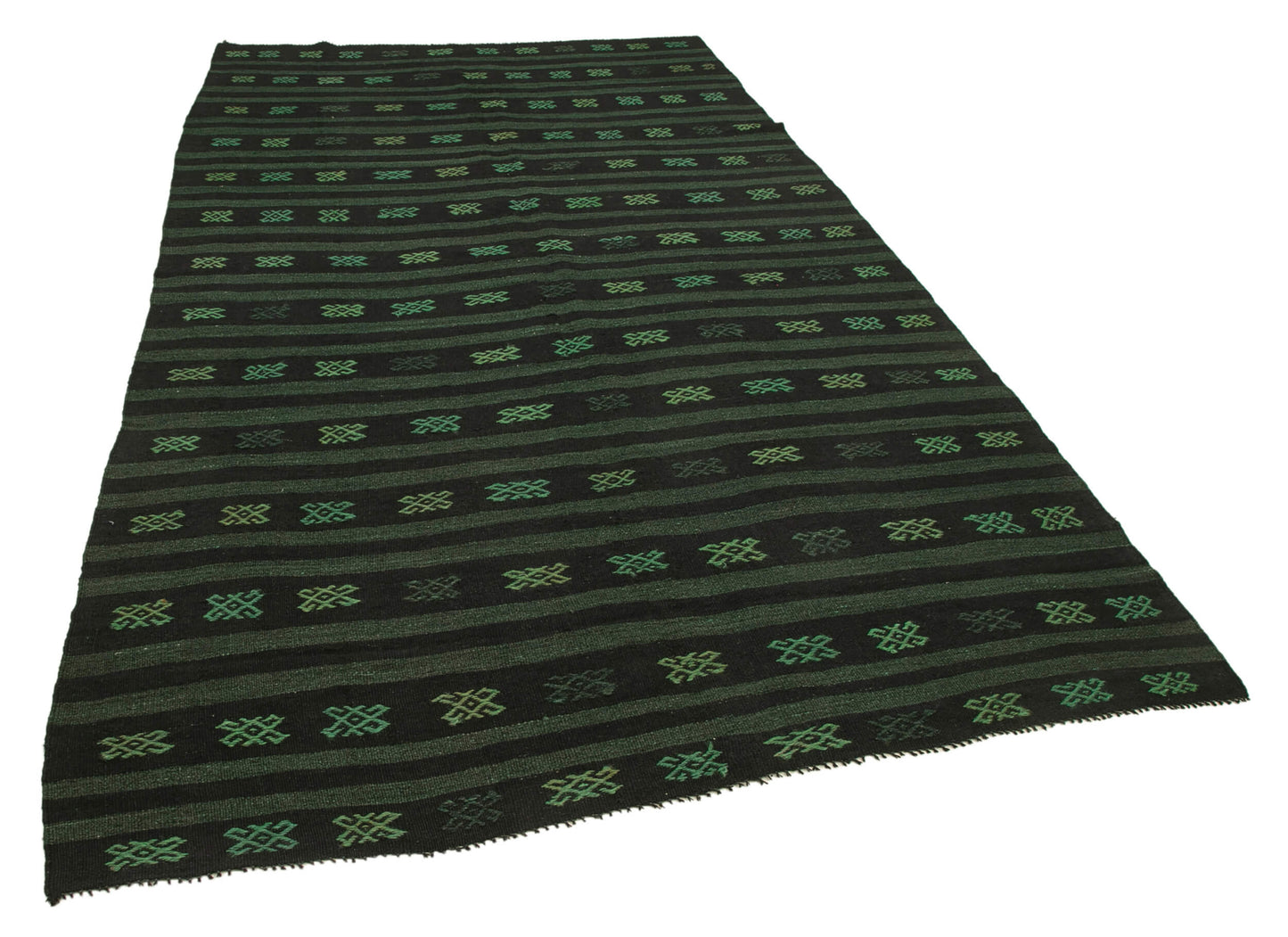 6x10 Green Vintage Turkish Kilim Rug - 35704